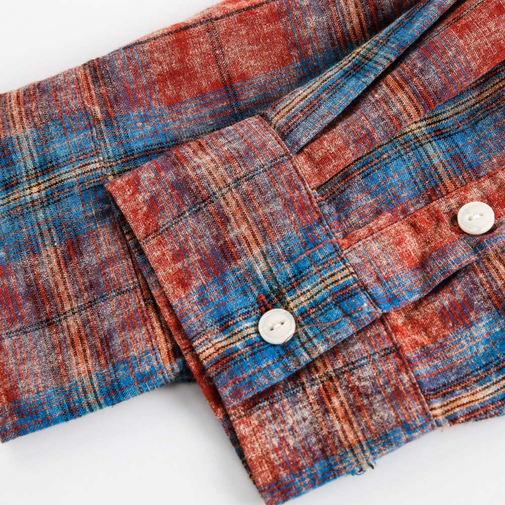 アメカジ　絞り染めチェックシャツ