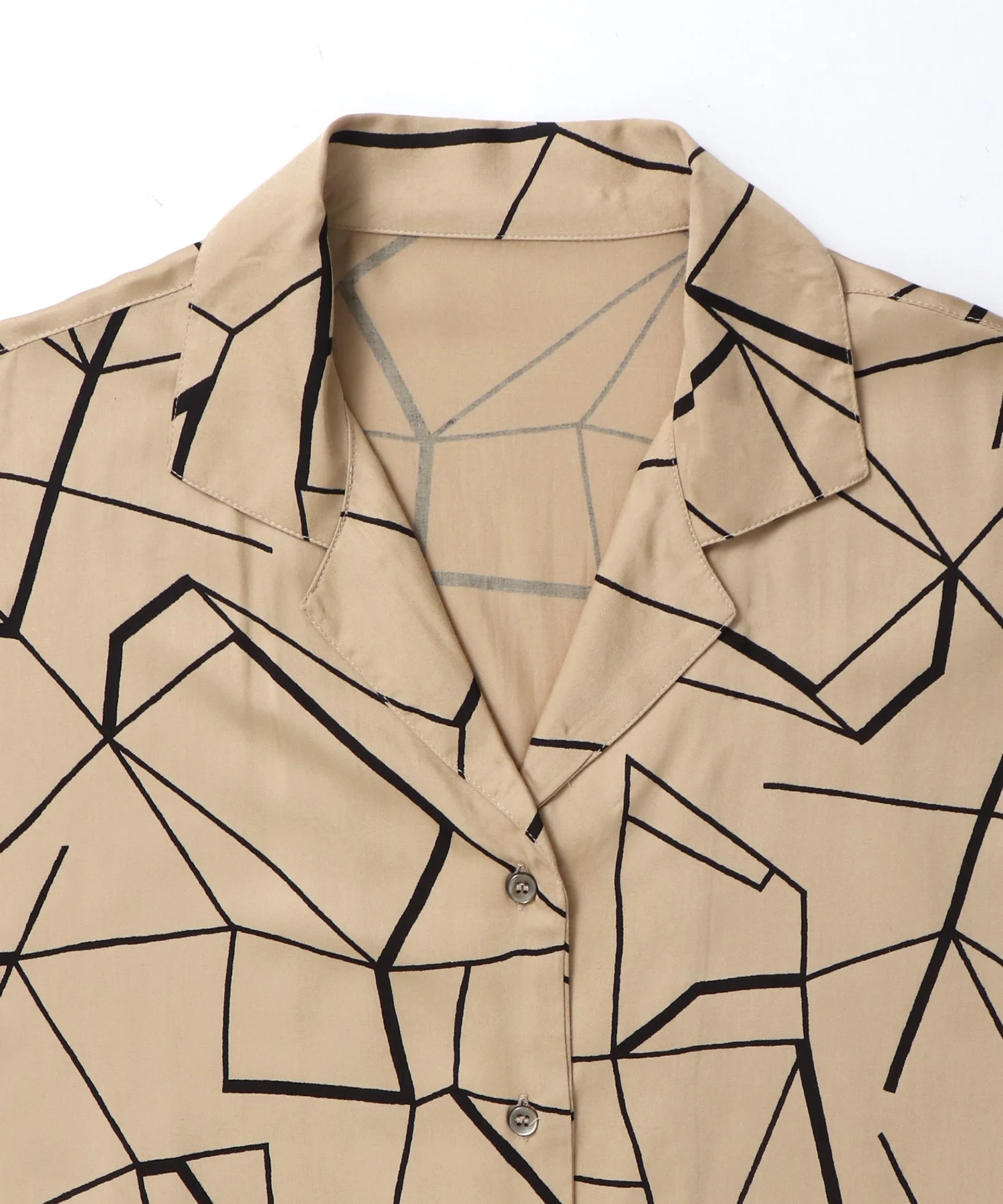 ビスコースサテン プリント開襟シャツ