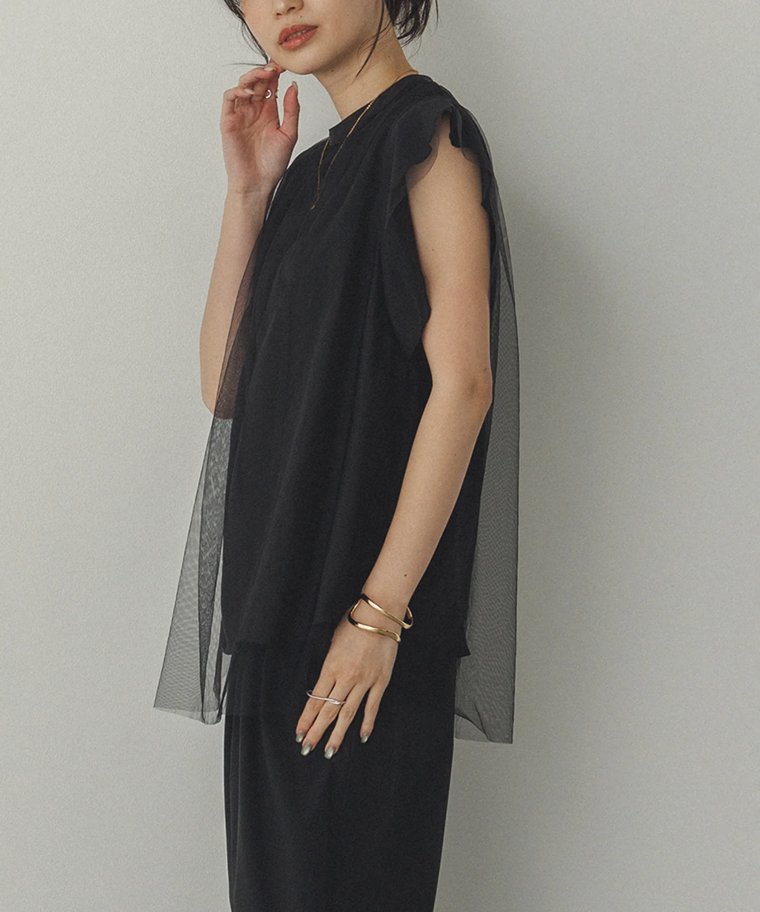 チュール レイヤードブラウス