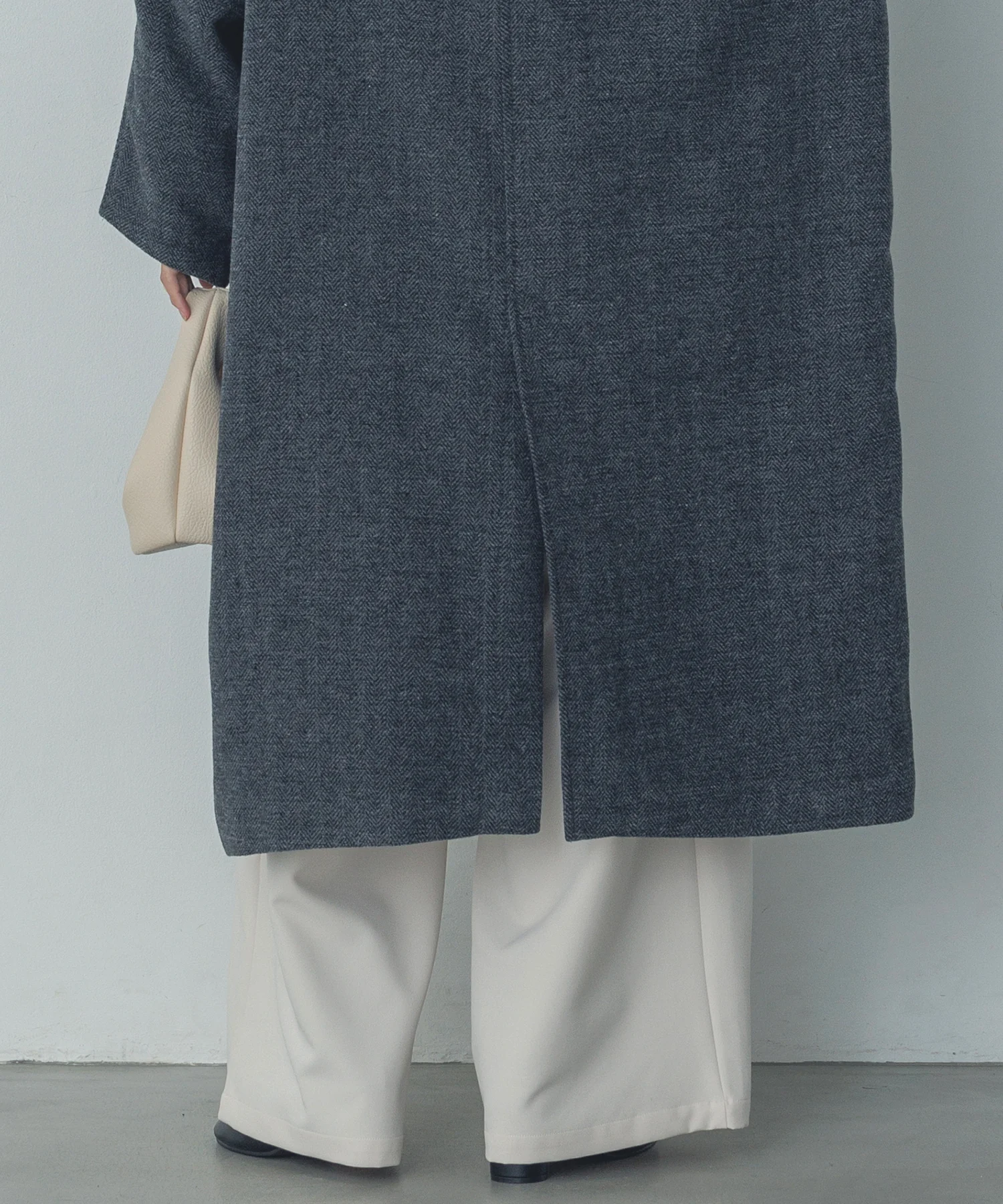 杢ヘリンボーン スタンドカラーコート