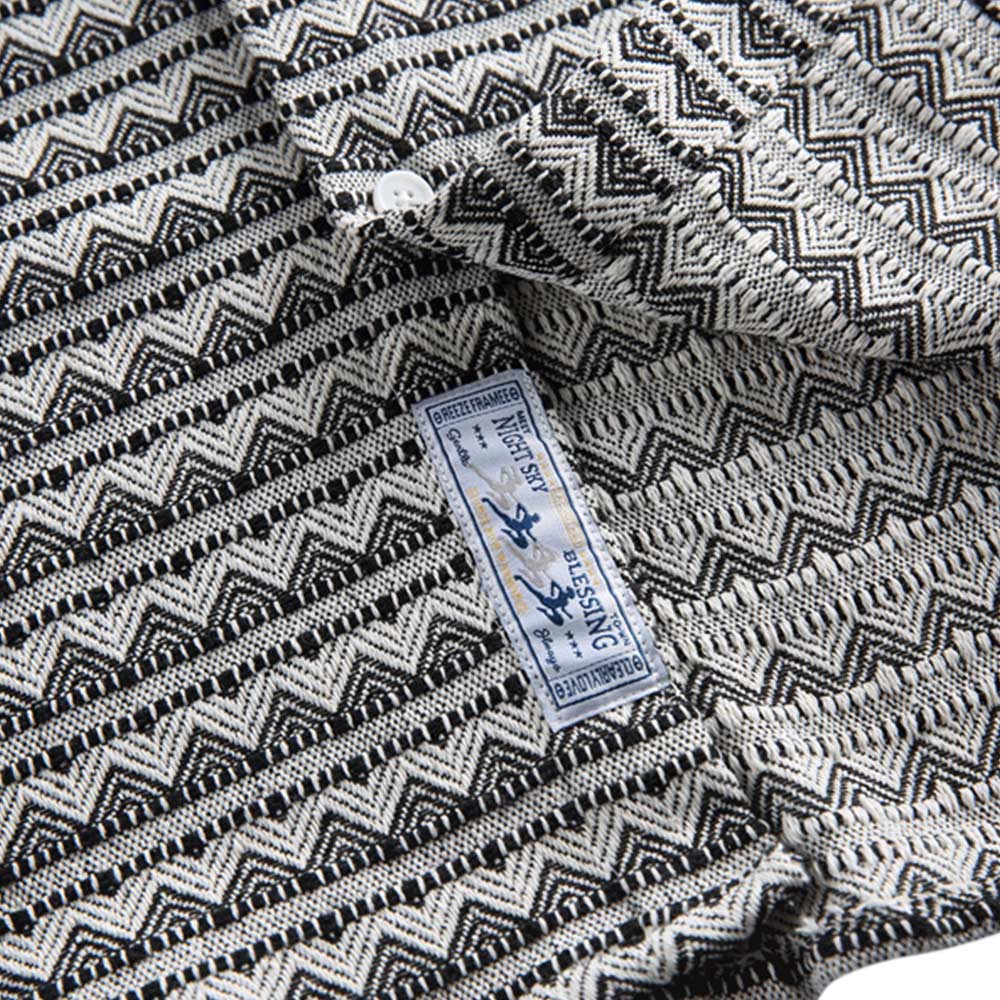 山形文様ジャカードストライプ長袖シャツ