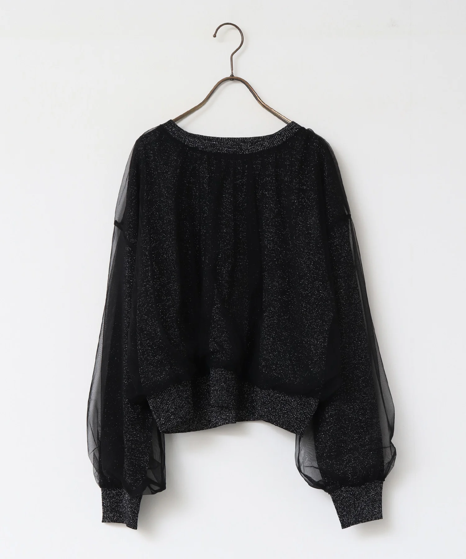 ラメニット チュールレイヤードトップス