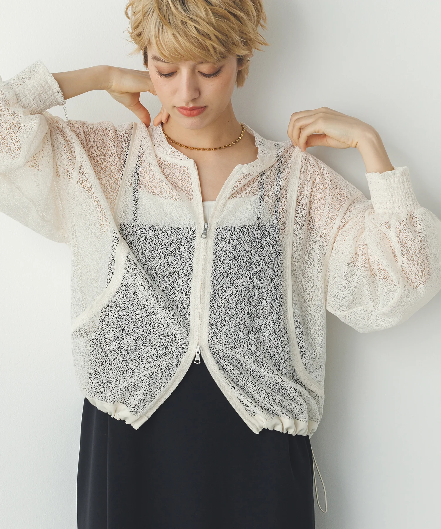 ダブルジップレースブルゾン