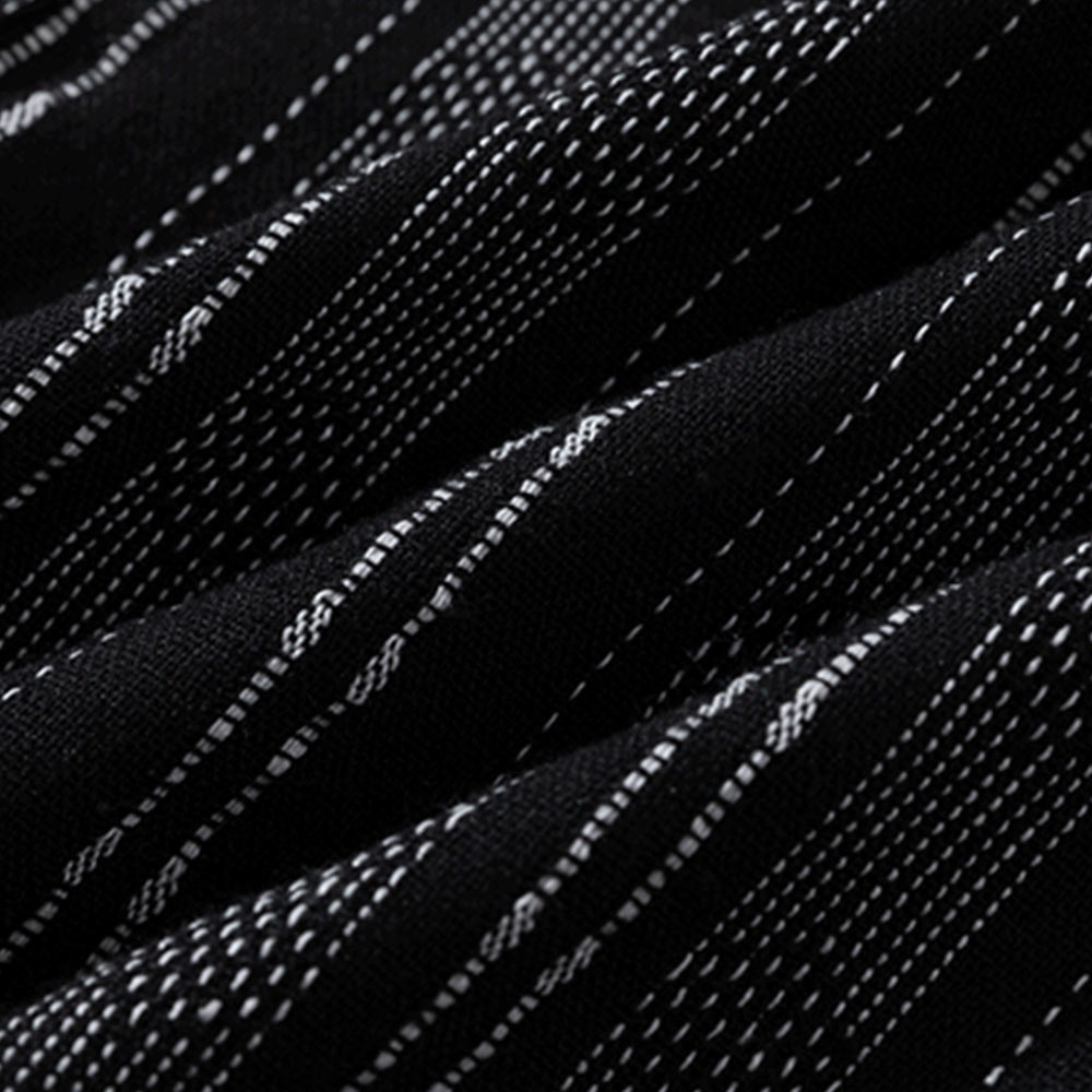 先染め配色ストライプ柄　和風コットンリネン長袖シャツ