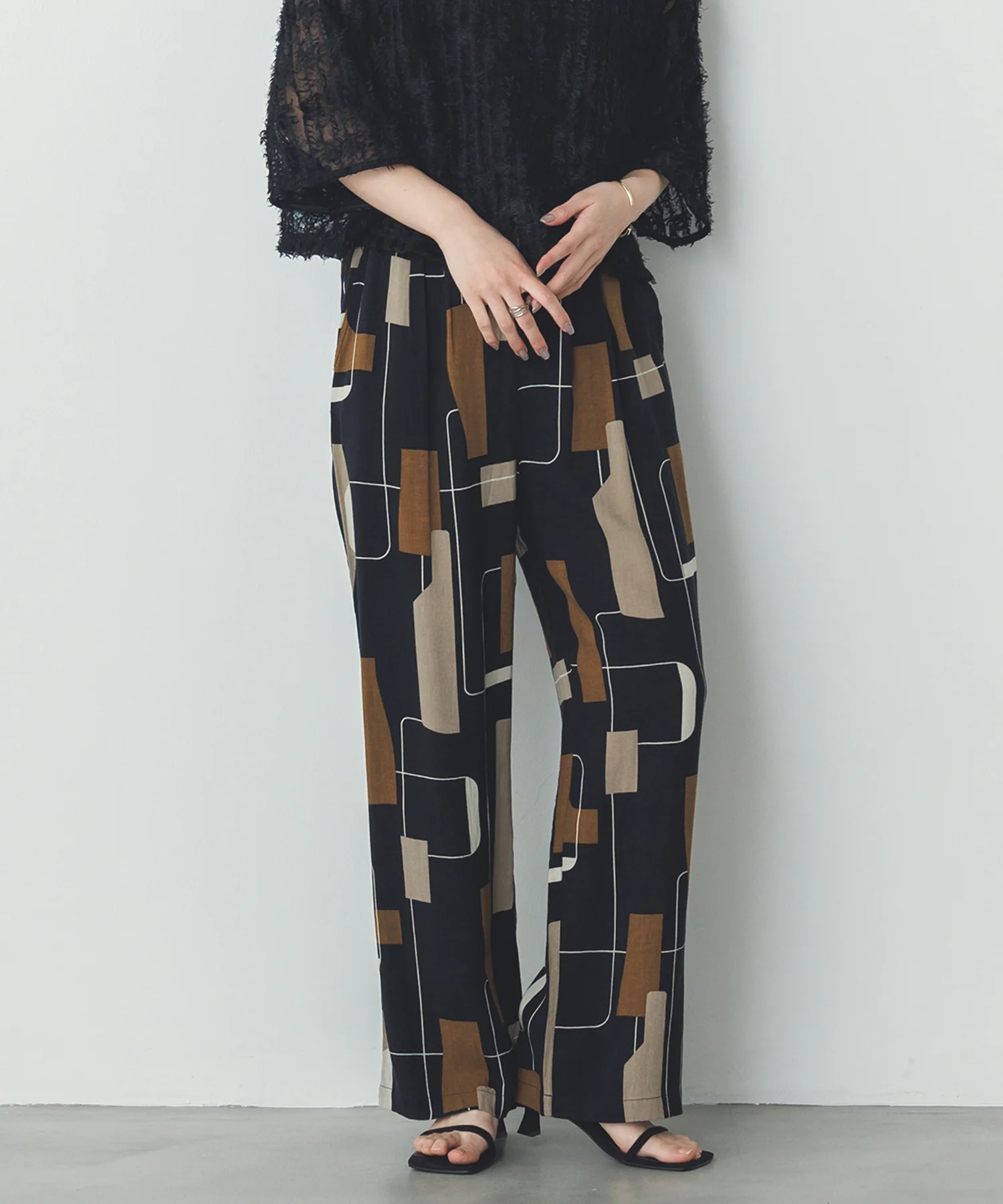 レーヨン スラブプリント イージーパンツ