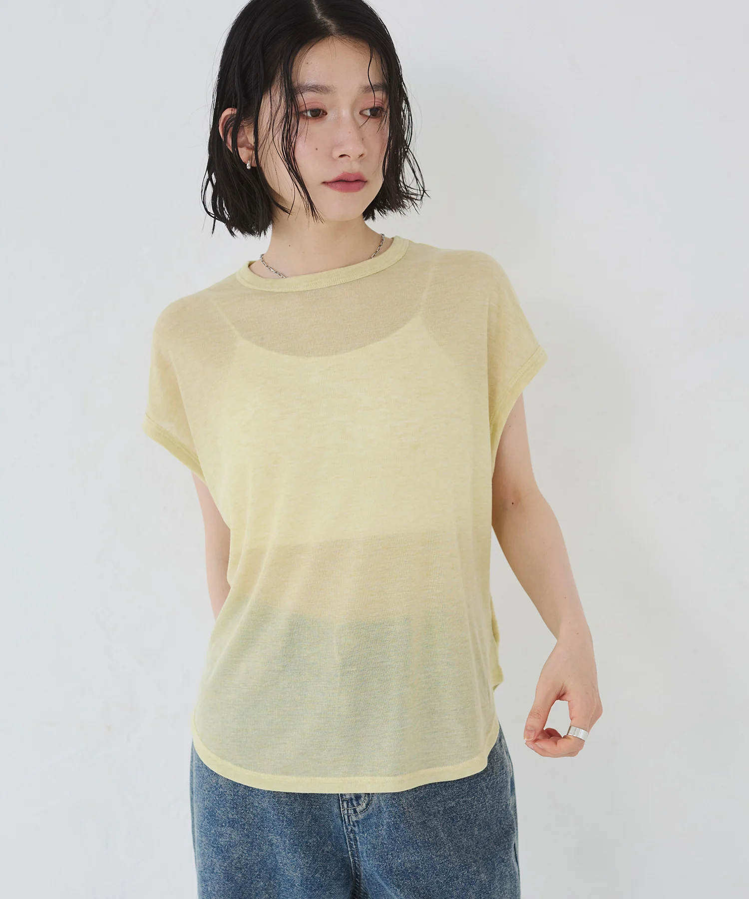 オーバーフレンチ シアーTシャツ