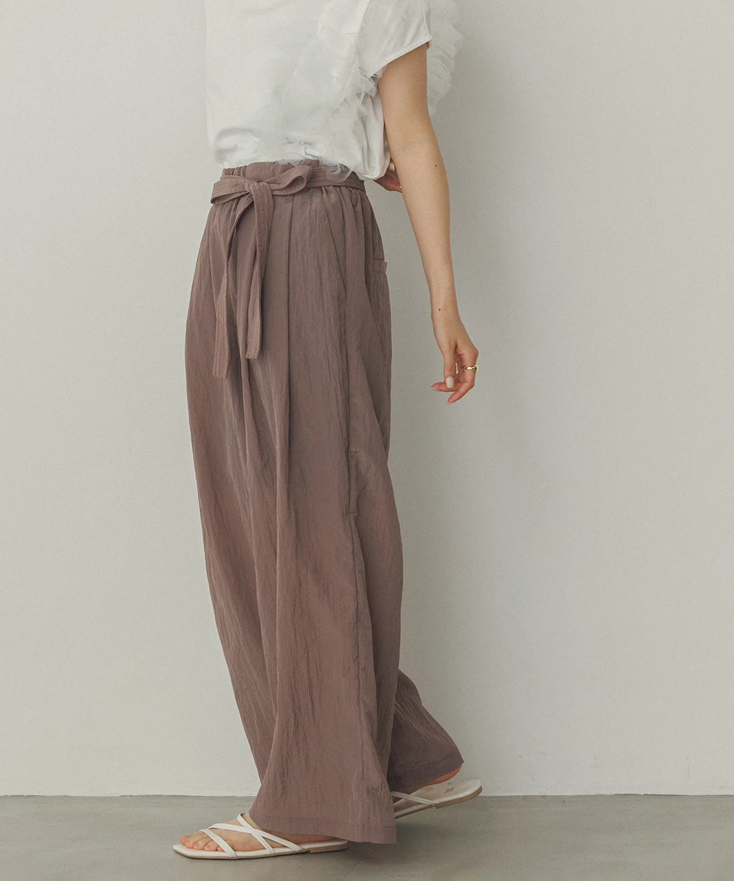 ワッシャー加工 ワイドストレートパンツ