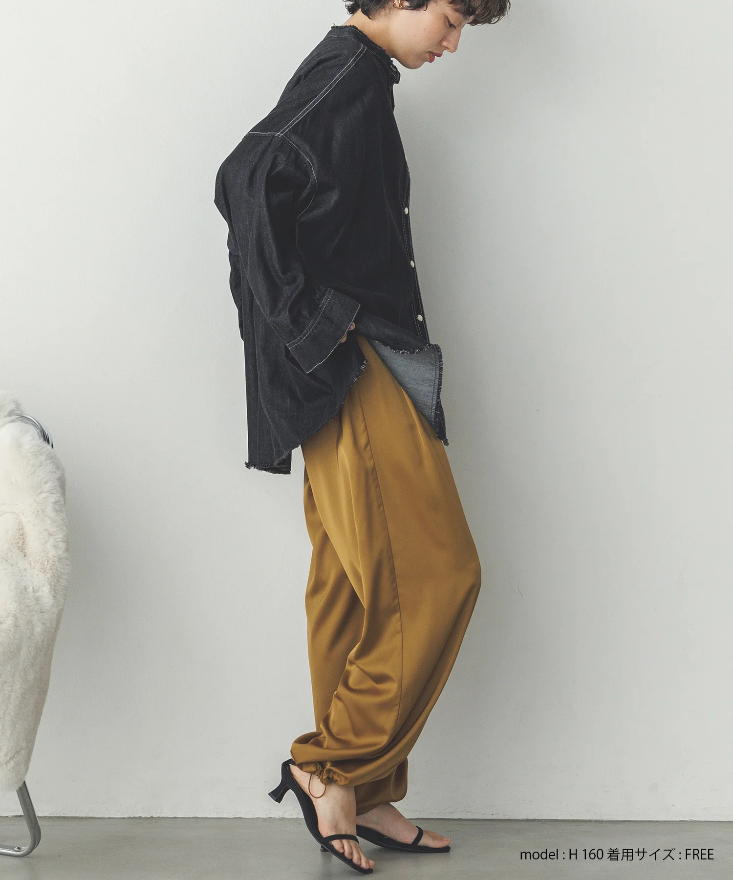 【WEB限定/別注】ライトオンス デニム バンドカラー オーバーサイズシャツ