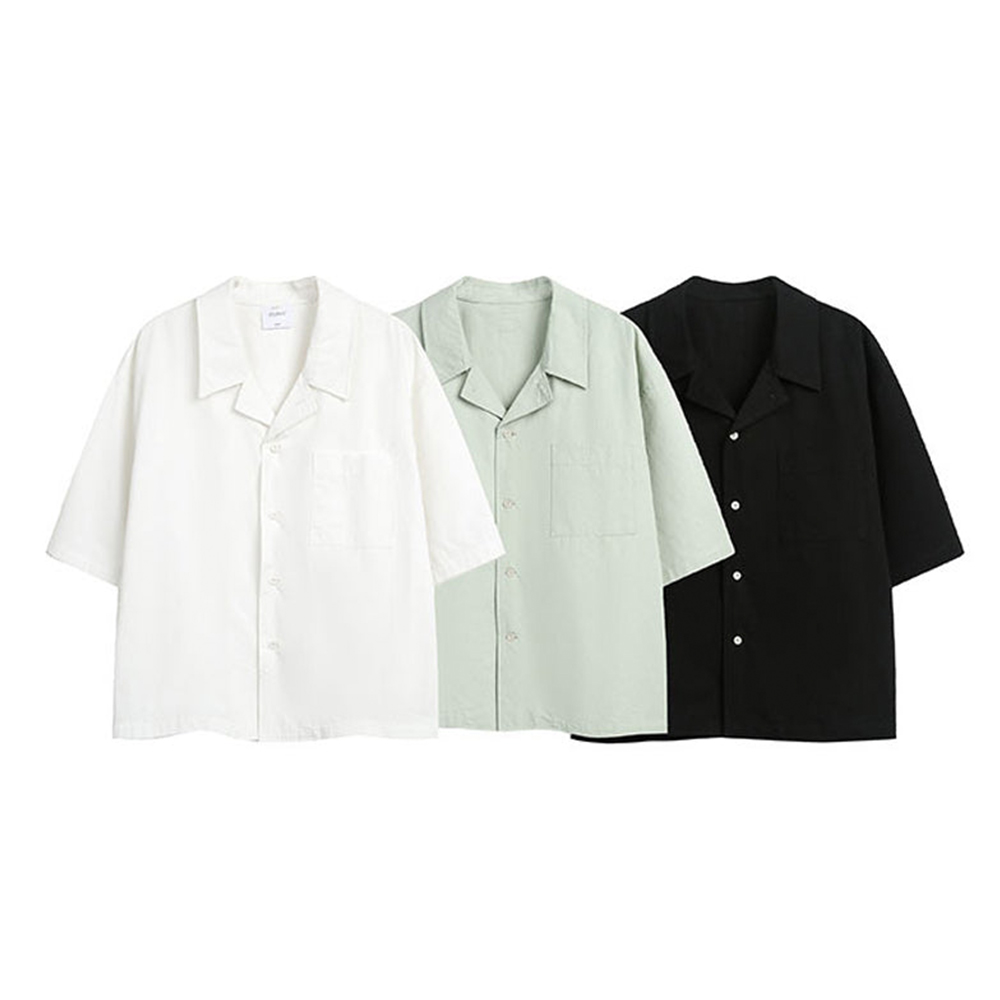 コットンオープンカラーシャツ　3色展開