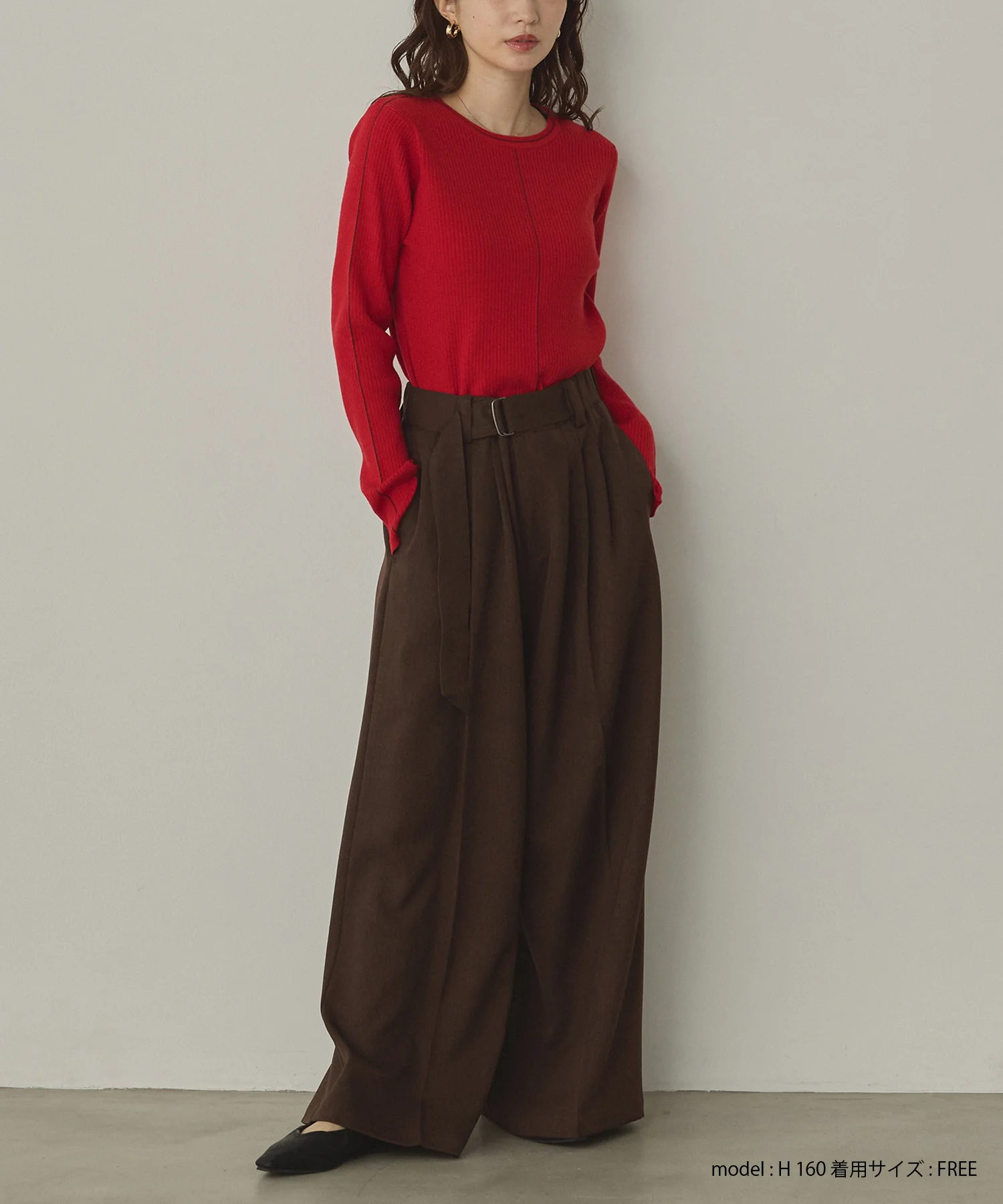 ツイルストライプ タックワイドパンツ