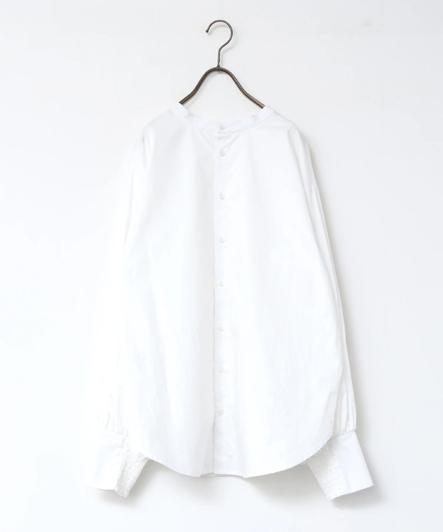 【WEB限定/別注】バンドカラー ボリュームスリーブ2WAYブラウス