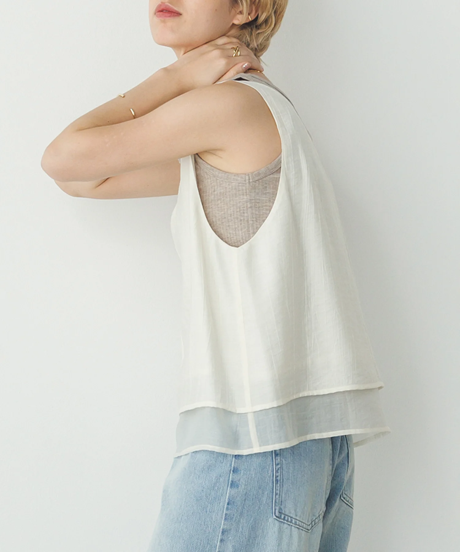 ワッシャーサテン ゆるタンクトップ