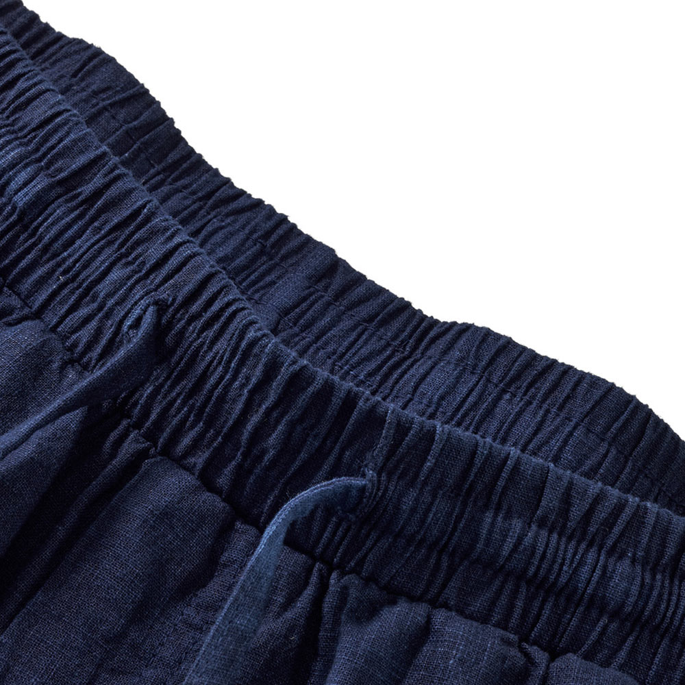 手染め藍染めコットンリネンワイドパンツ