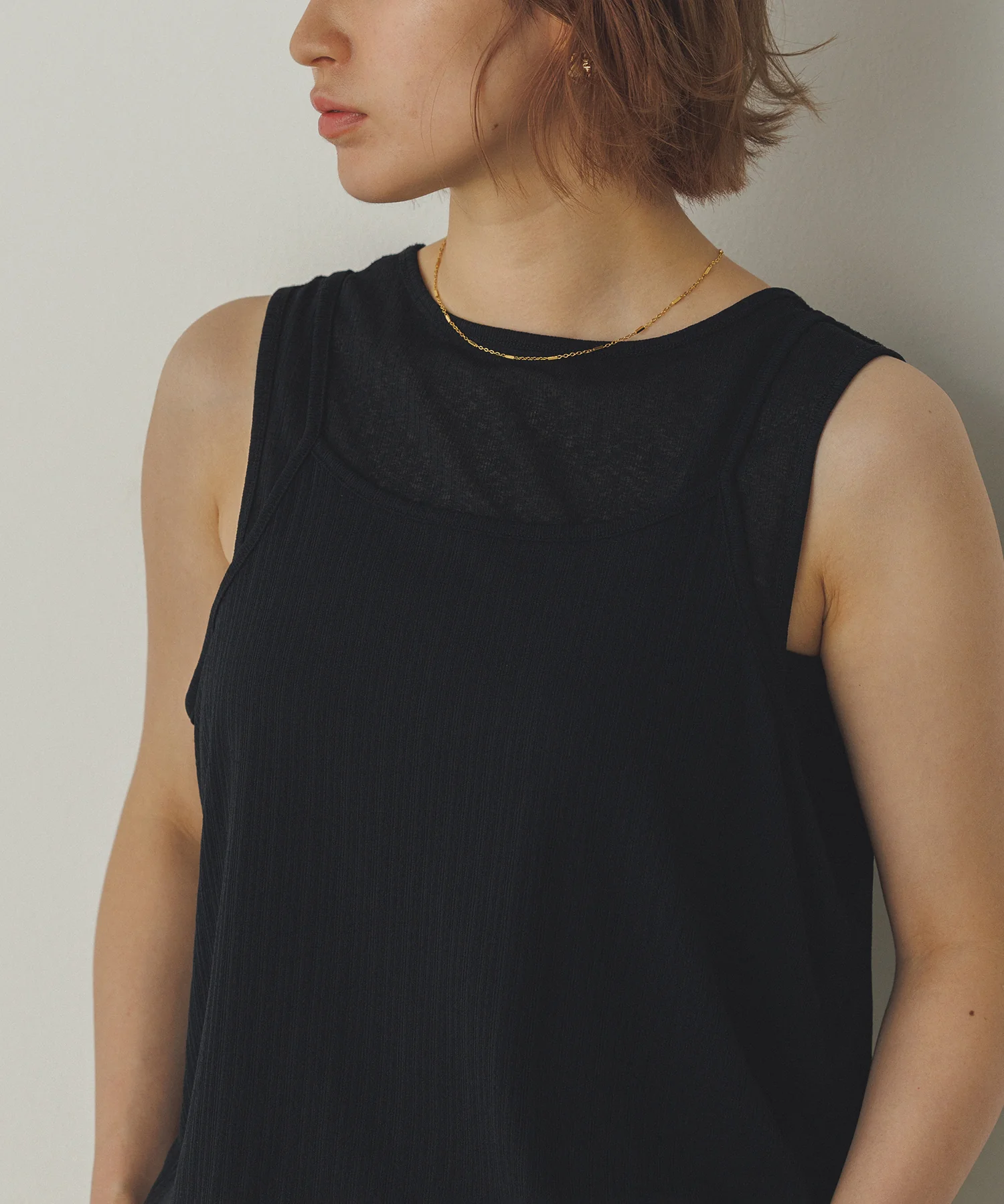 ランダムリブ シアータンクトップ