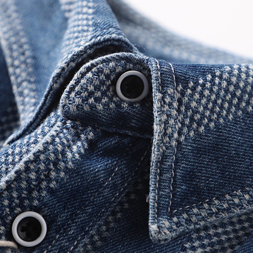 ストライプ柄　ヘビーウェイトウォッシュデニムシャツ