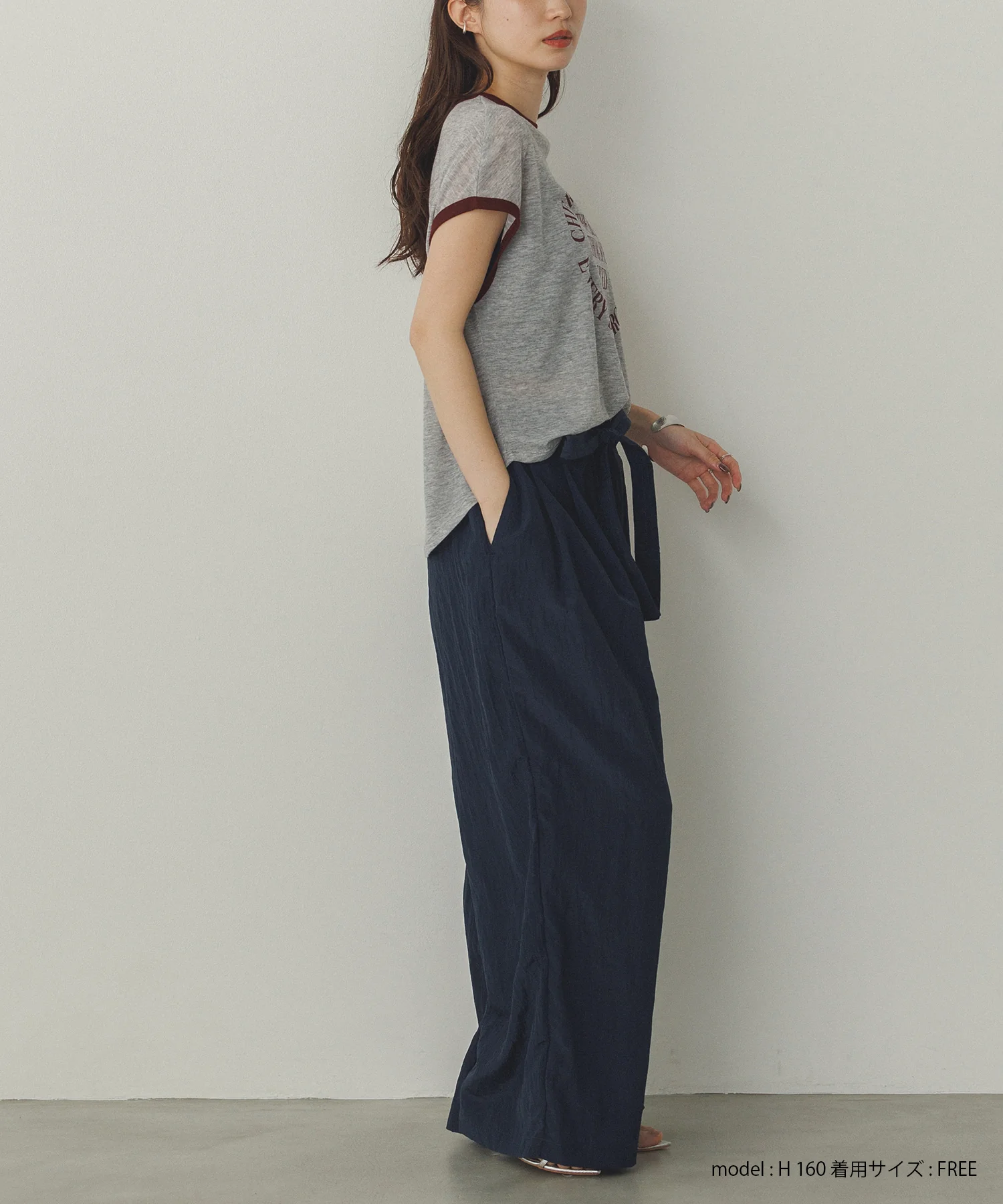 ワッシャー加工 ワイドストレートパンツ