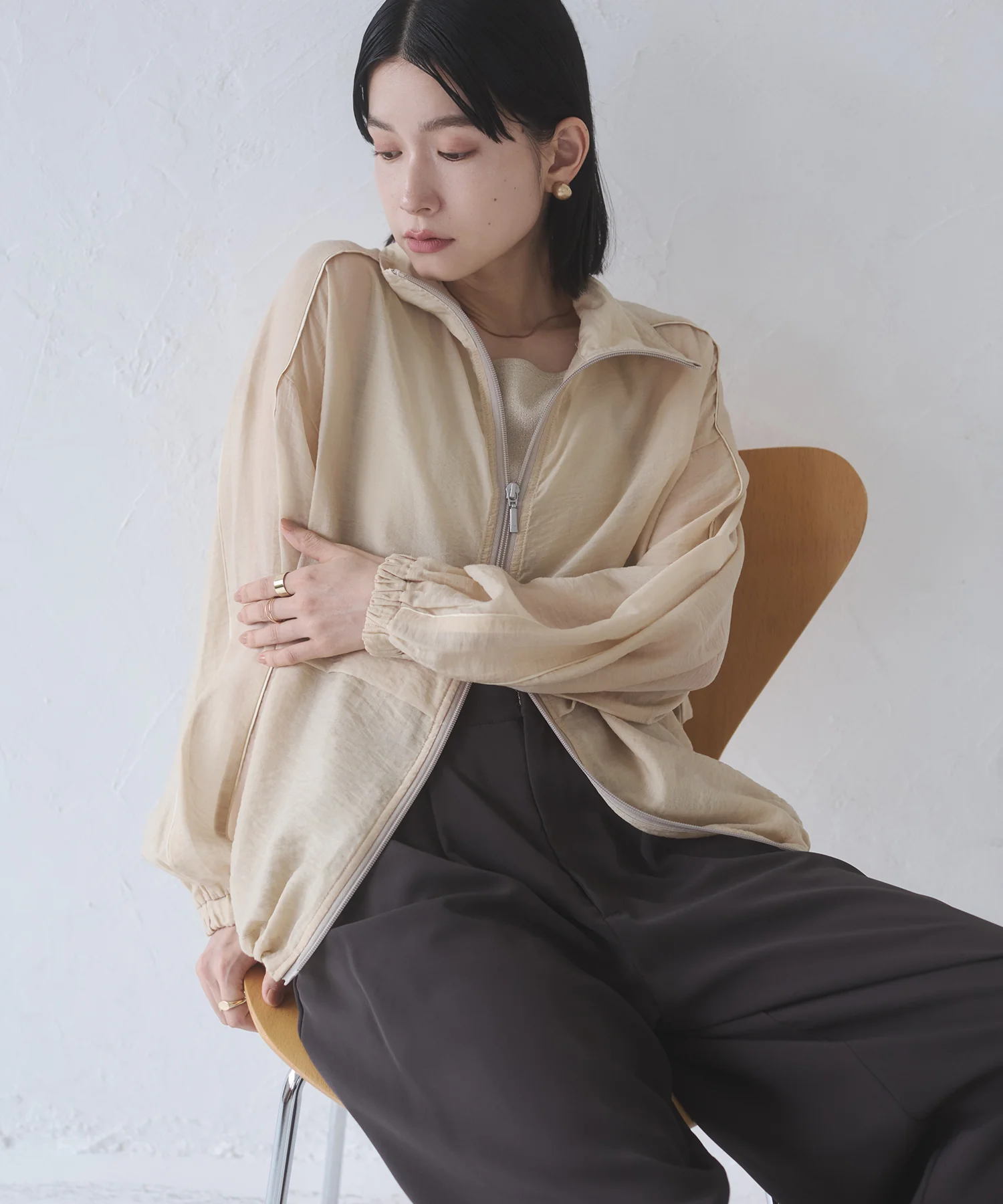 セルロース ナイロンシアー Wジップブルゾン