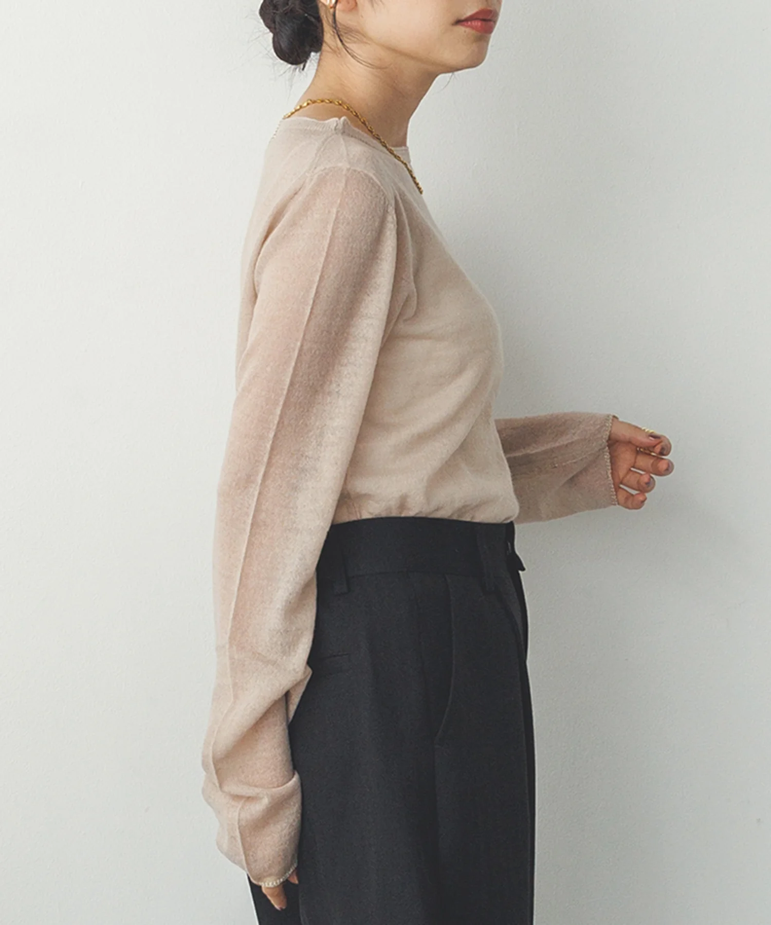 【WEB限定/別注】ラメライン入り ウールミックスシアーニット