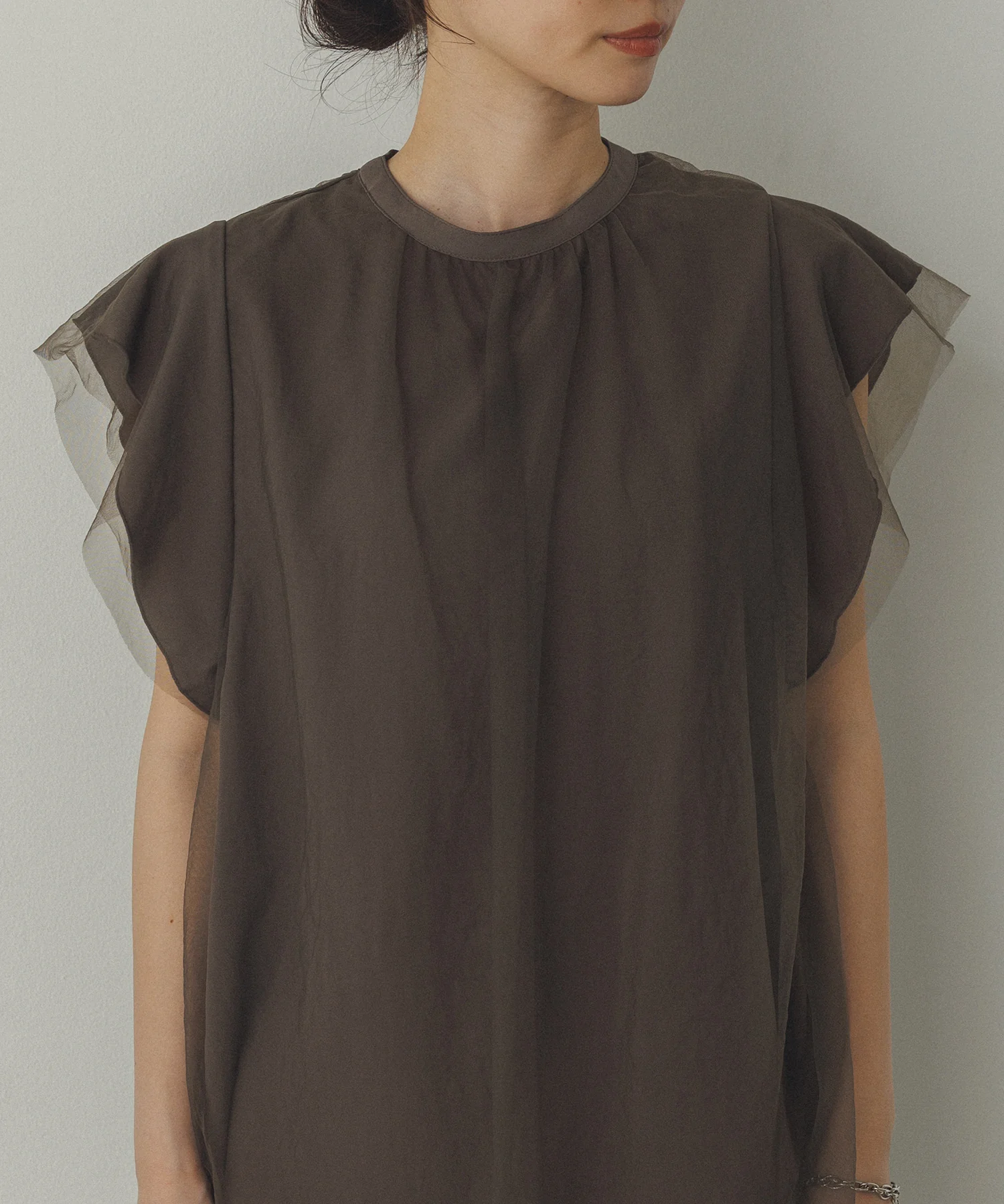 チュール レイヤードブラウス