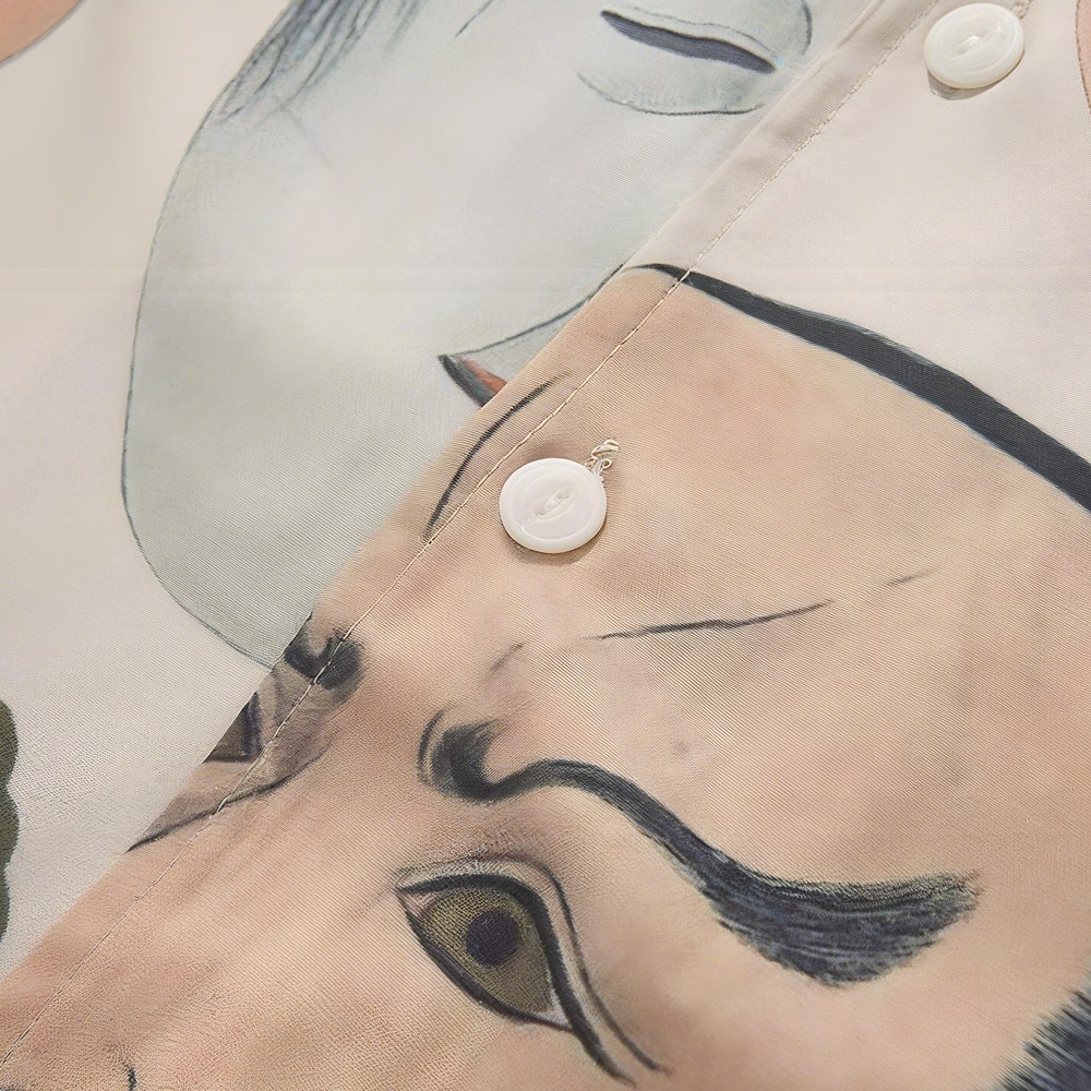 浮世絵　能面モチーフアロハシャツ