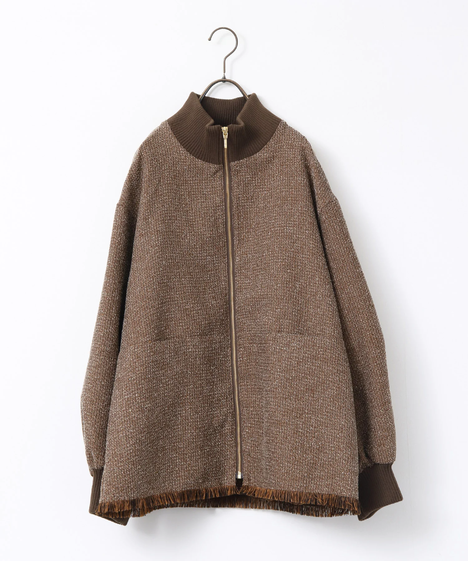 スタンドカラー ツィードブルゾン