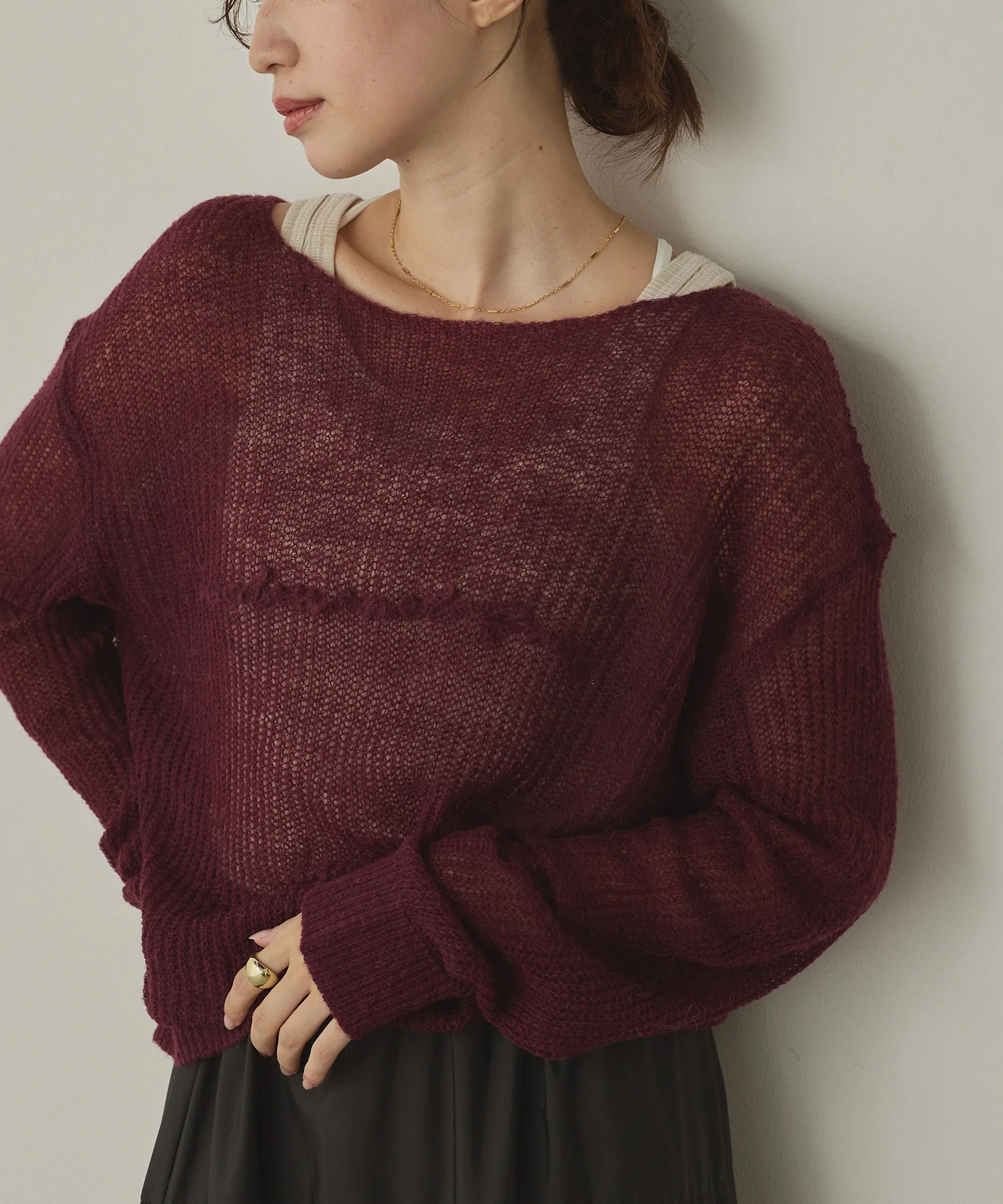 アルパカニット ロゴシアートップス