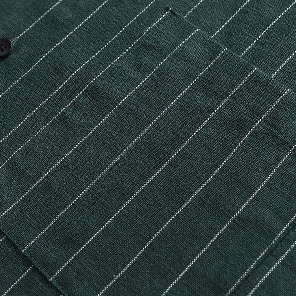 ビジネスカジュアル　ストライプコットンリネンシャツ長袖