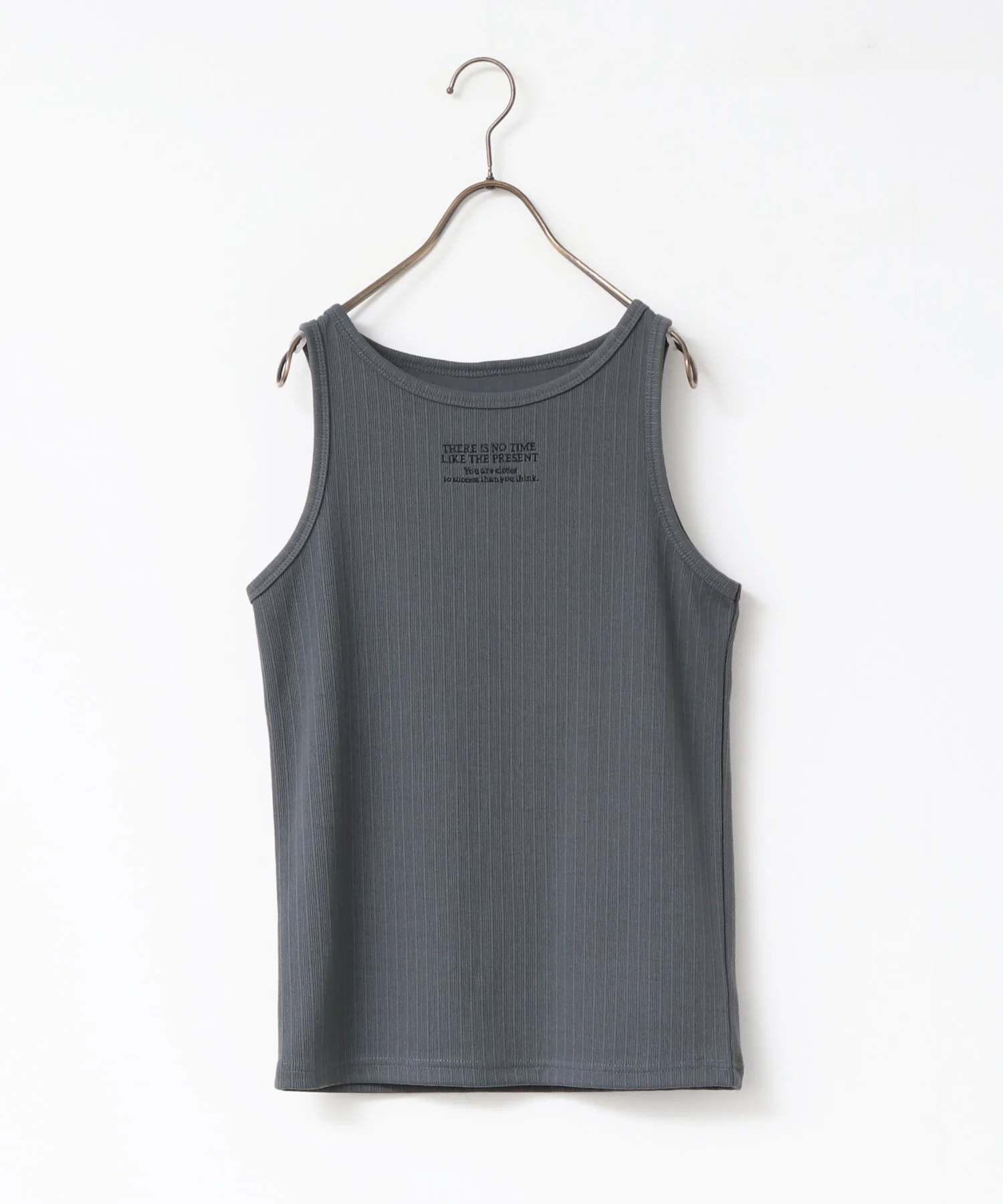 ロゴ刺繍 リブタンクトップ
