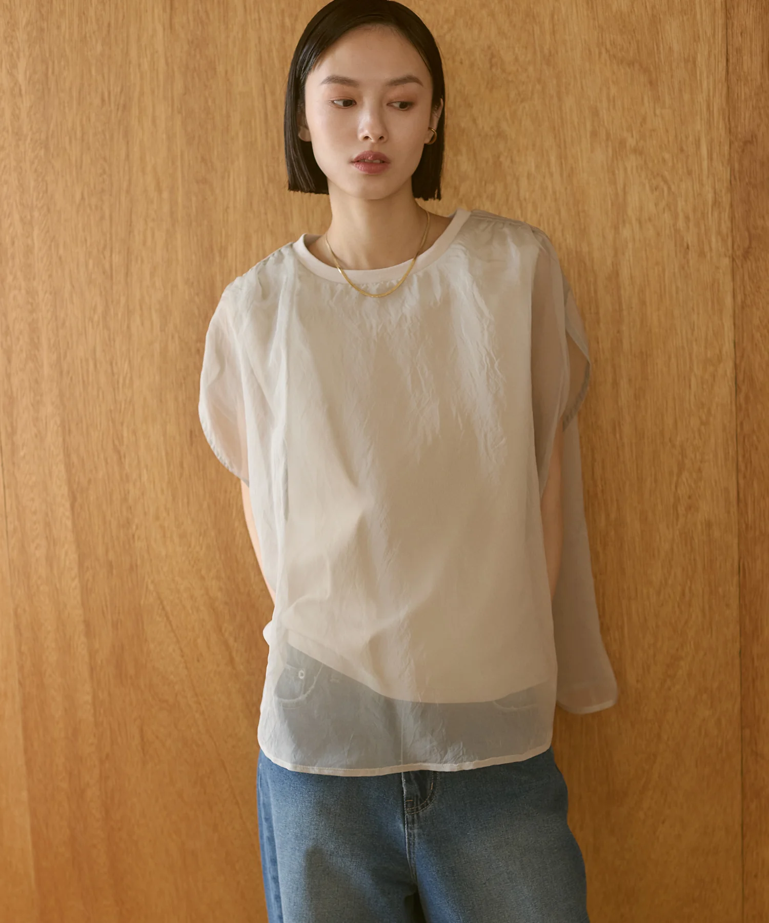 ニュアンス シアーレイヤードトップス