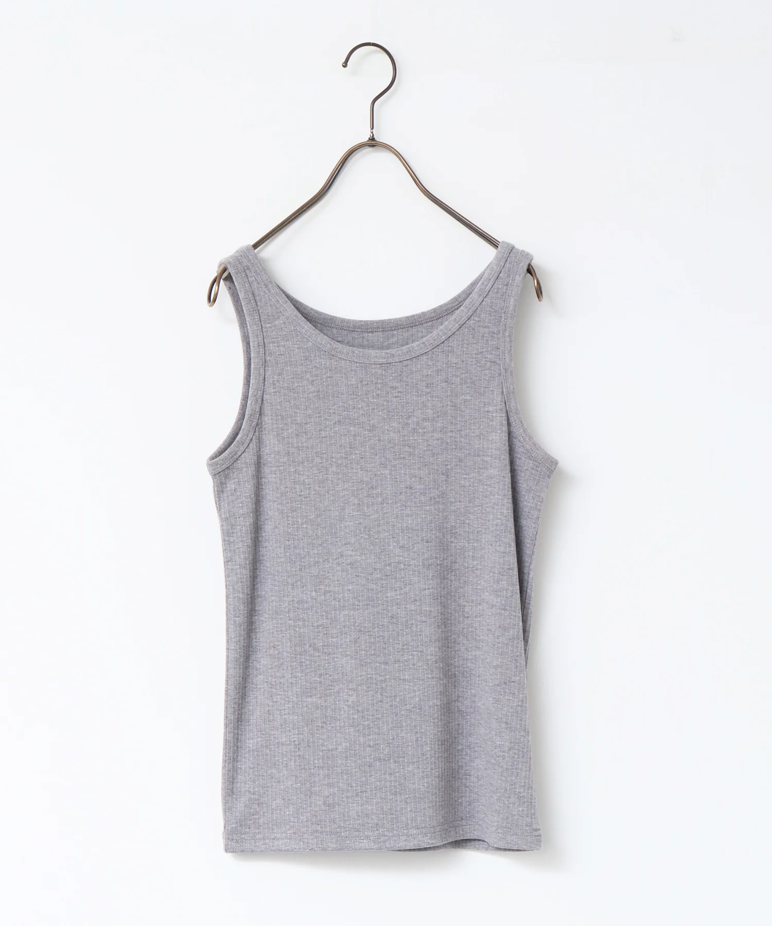 チュールレイヤード リブタンクトップ