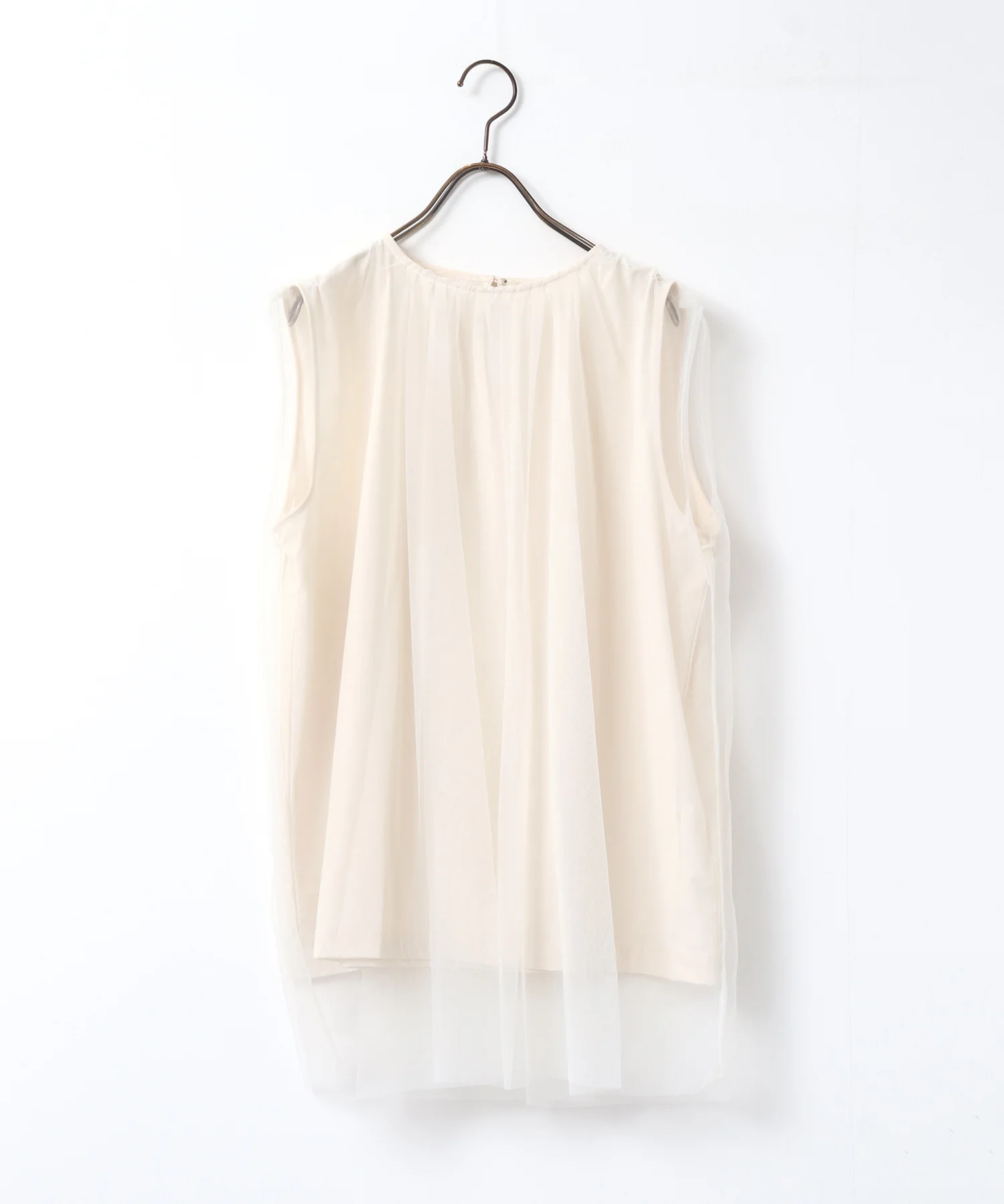 【接触冷感】チュールレイヤードトップス