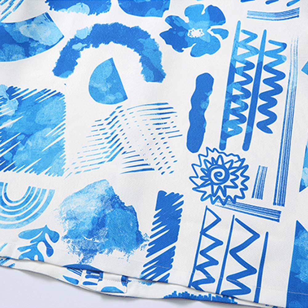 トロピカル抽象グラフィックプリント 開襟シャツ