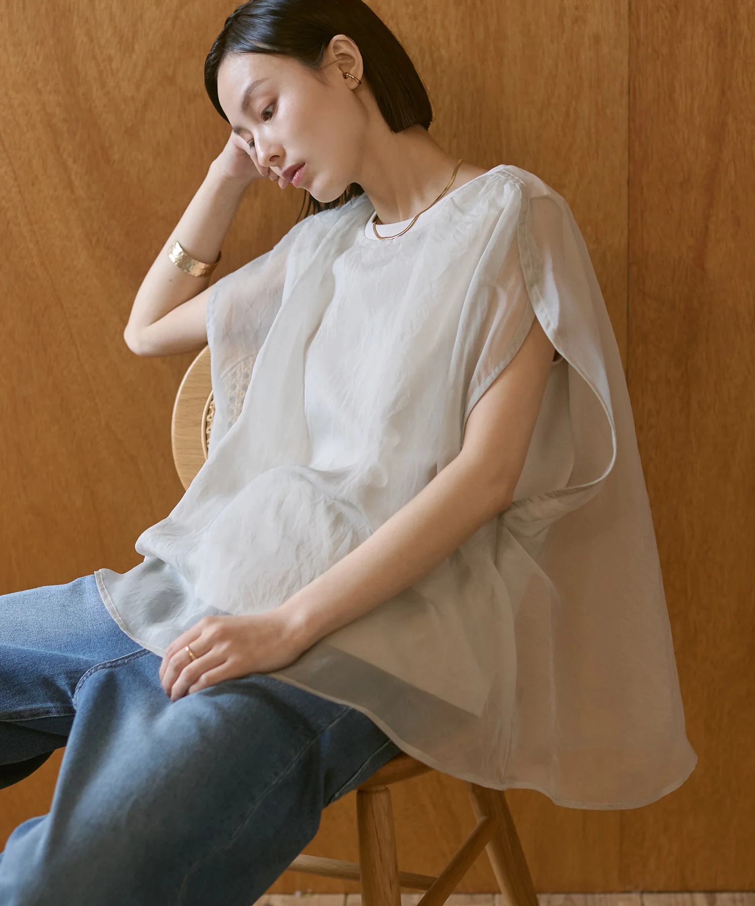 ニュアンス シアーレイヤードトップス