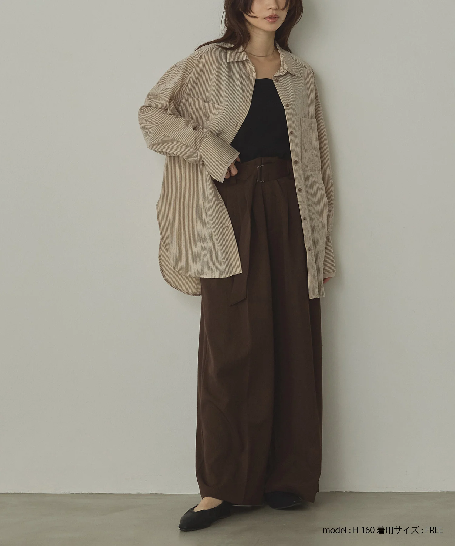 ツヤストライプ オーバーシャツ