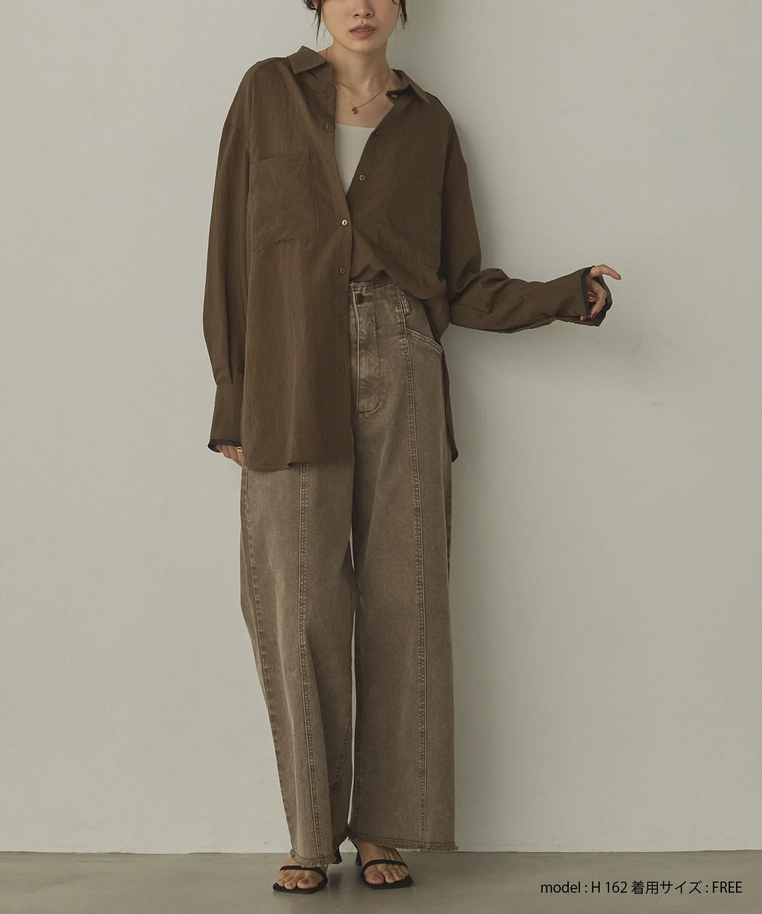 ツヤストライプ オーバーシャツ