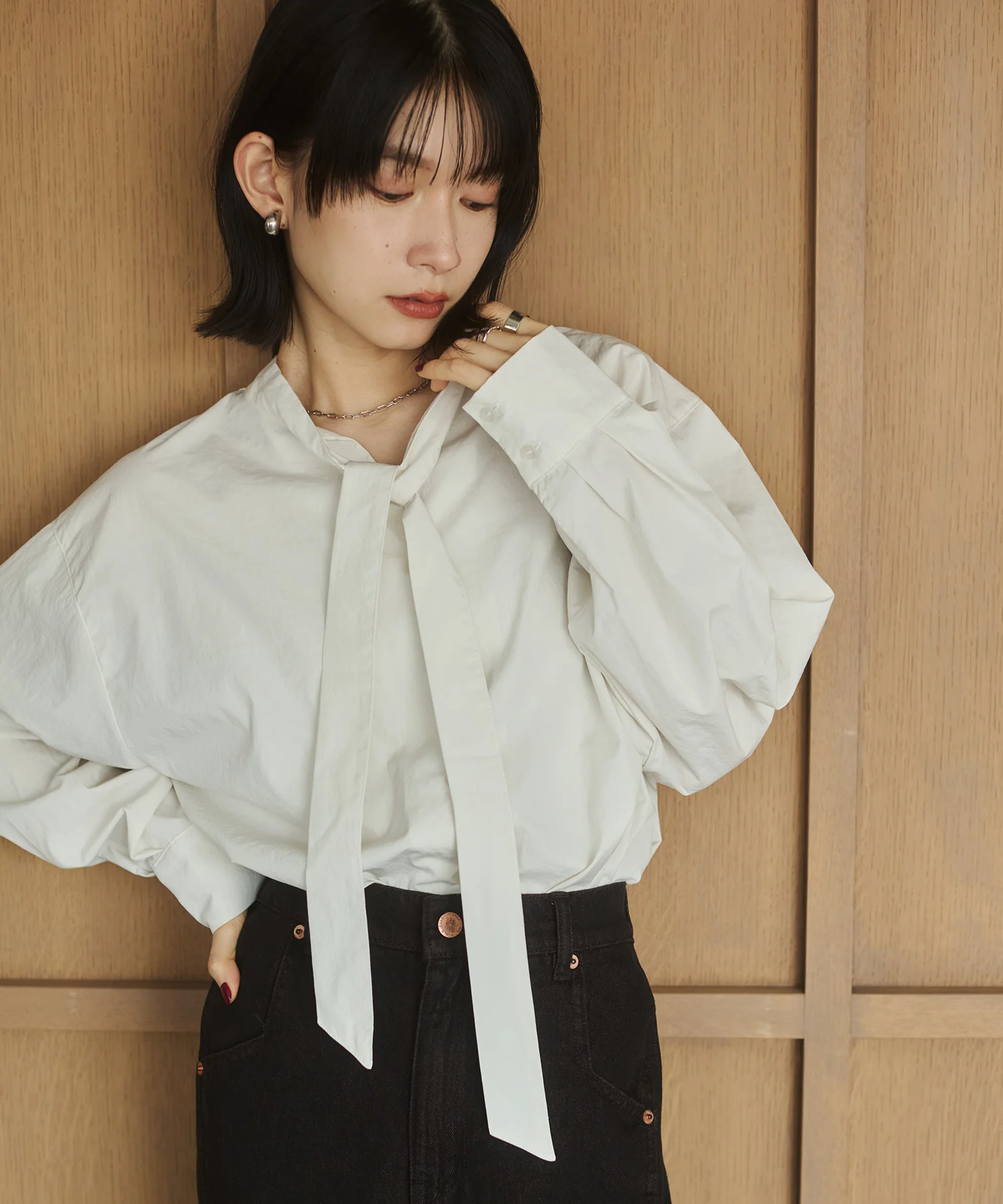 2WAY ボウタイブラウス