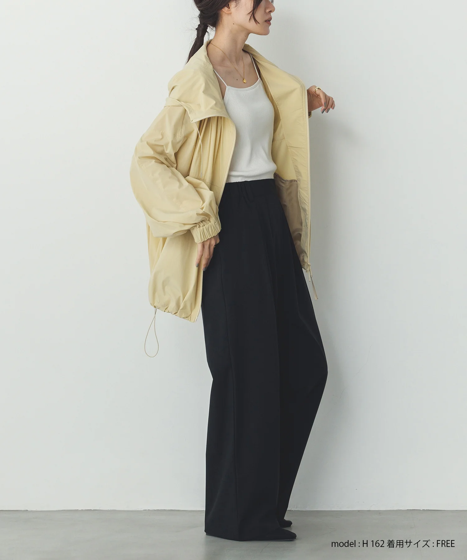 【接触冷感】フード付 ギャザーブルゾン