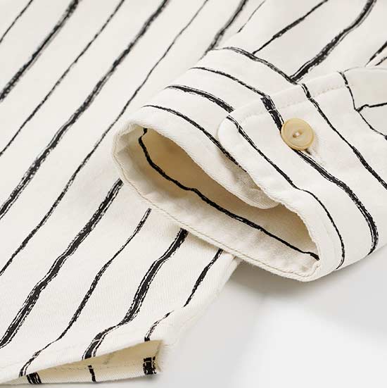 手描き風ストライプ 　ベースボールシャツ長袖