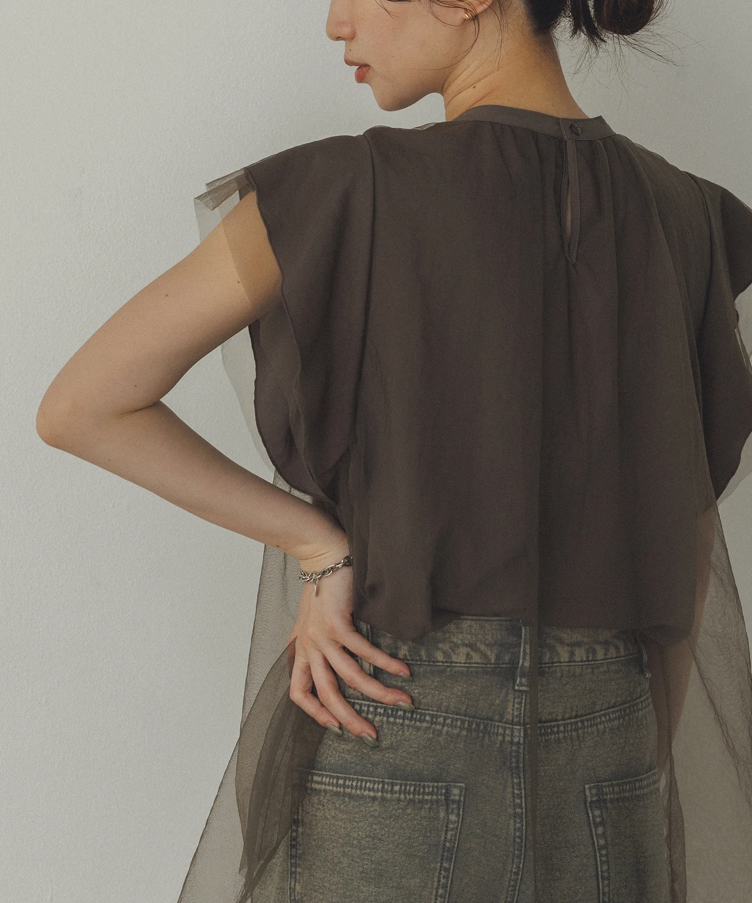 チュール レイヤードブラウス