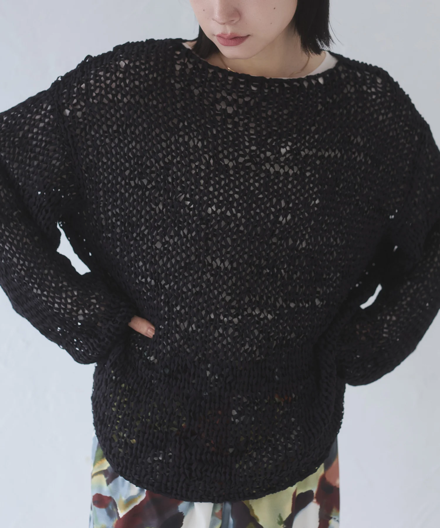 ペーパーヤーン 透かし編みニット