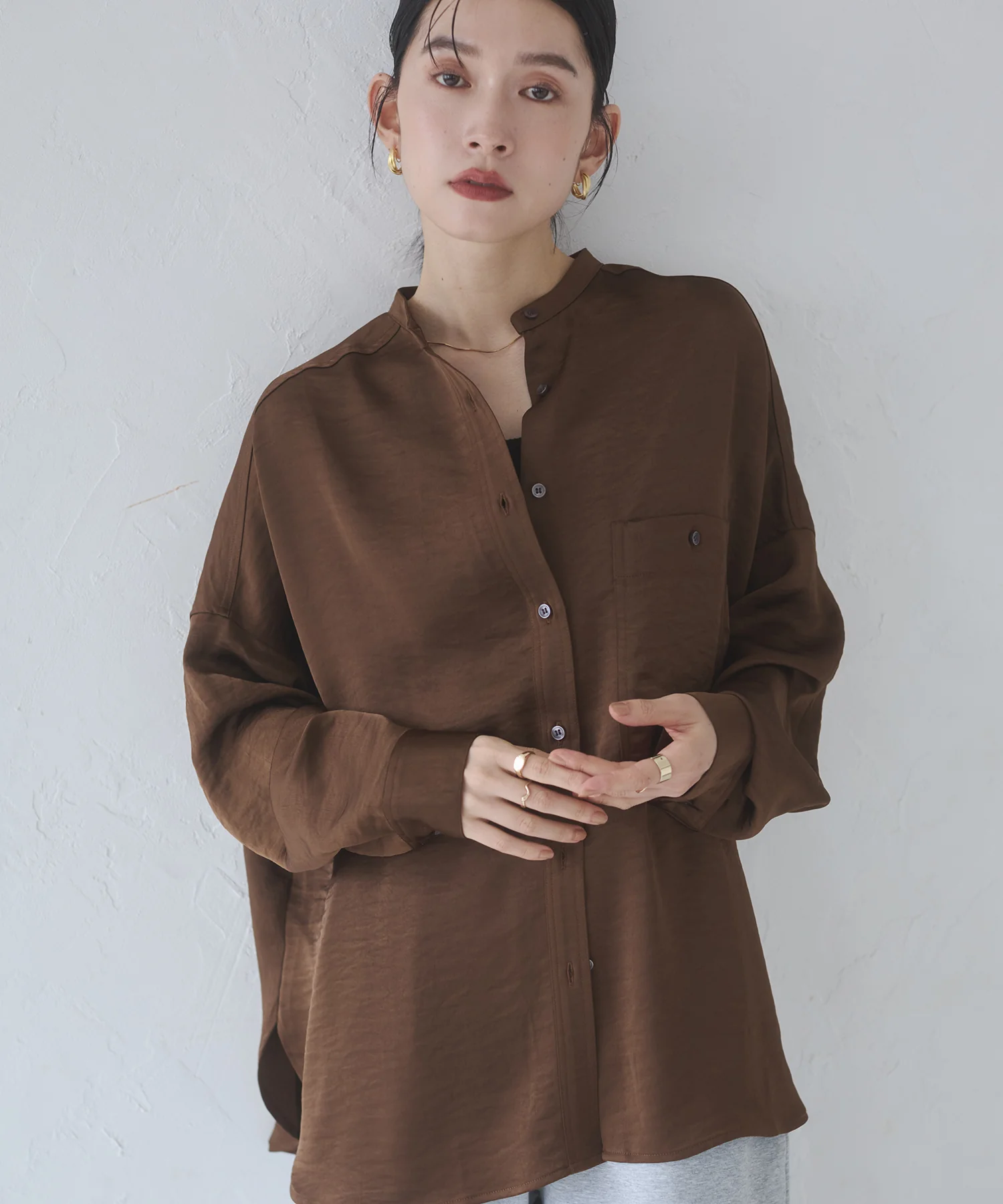 マットサテン オーバーシャツ