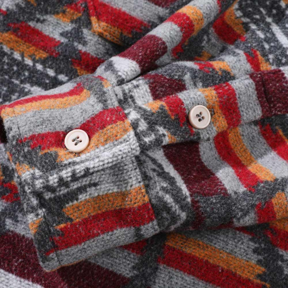 民族風ナバホ柄ジャカード長袖シャツ