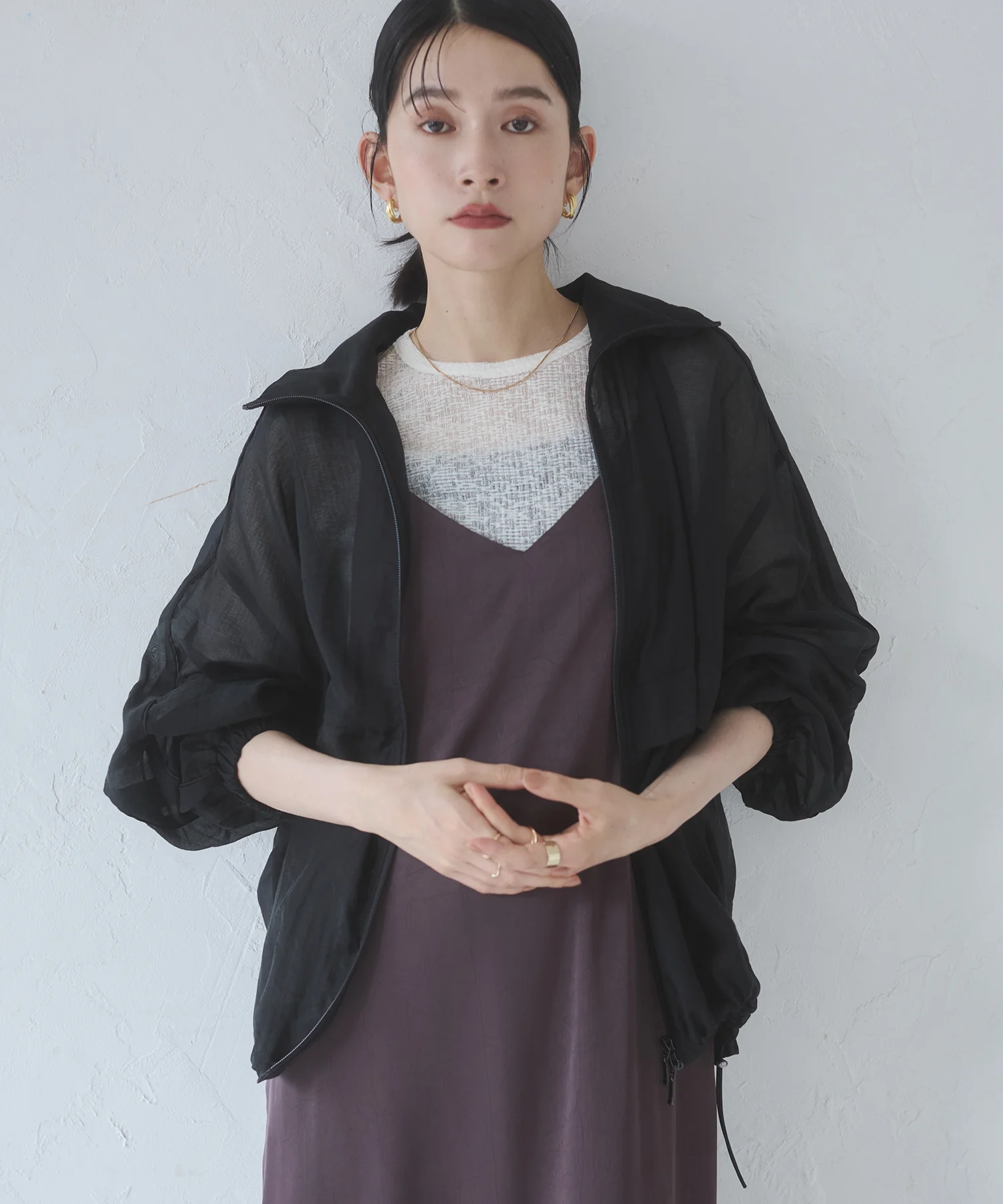 セルロース ナイロンシアー Wジップブルゾン