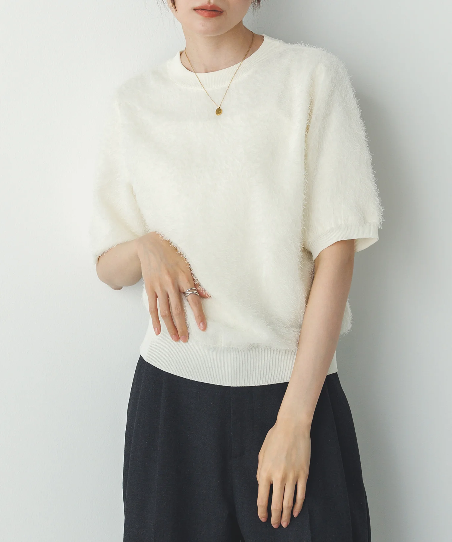 シアージャガード ハーフスリーブニット