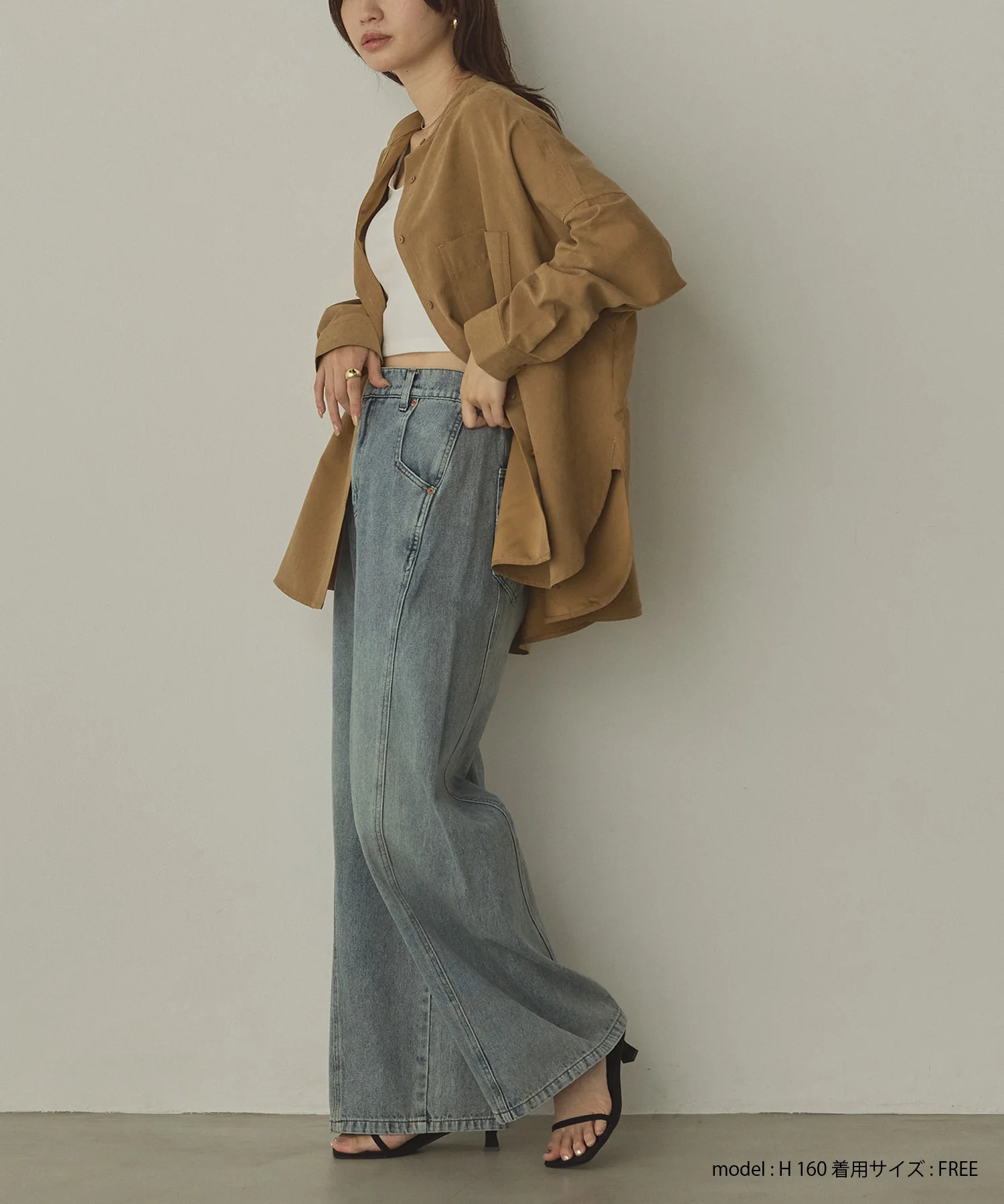 【WEB限定/別注】スウェードライク バンドカラーオーバーサイズシャツ