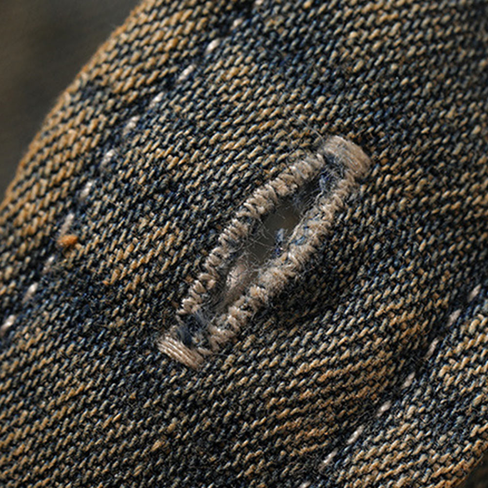 アメカジ刺繍ウォッシュデニムシャツ長袖