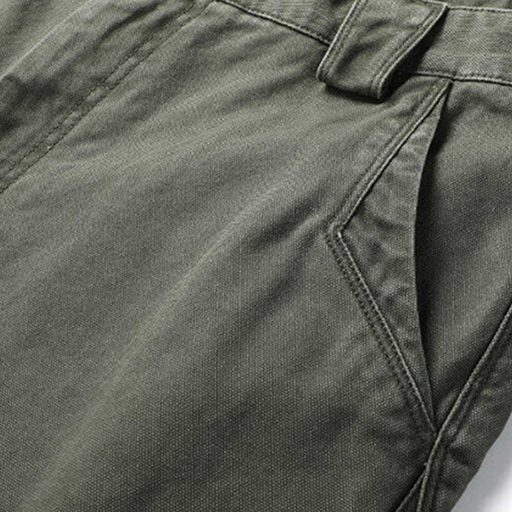 リップストップコットンキャンバス　不規則ポケット付きカーゴパンツ