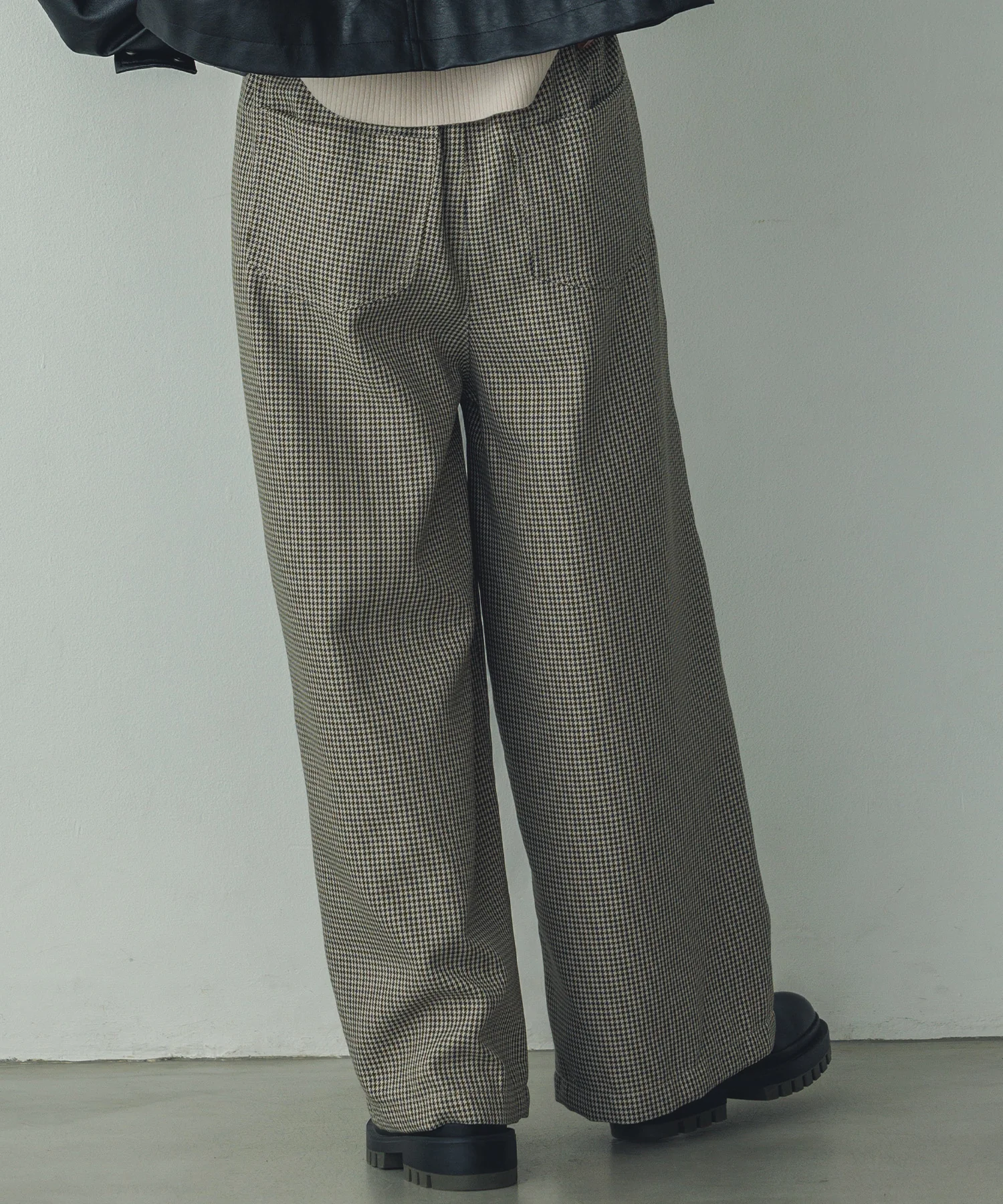 ハウンズトゥースチェック バギーイージーパンツ