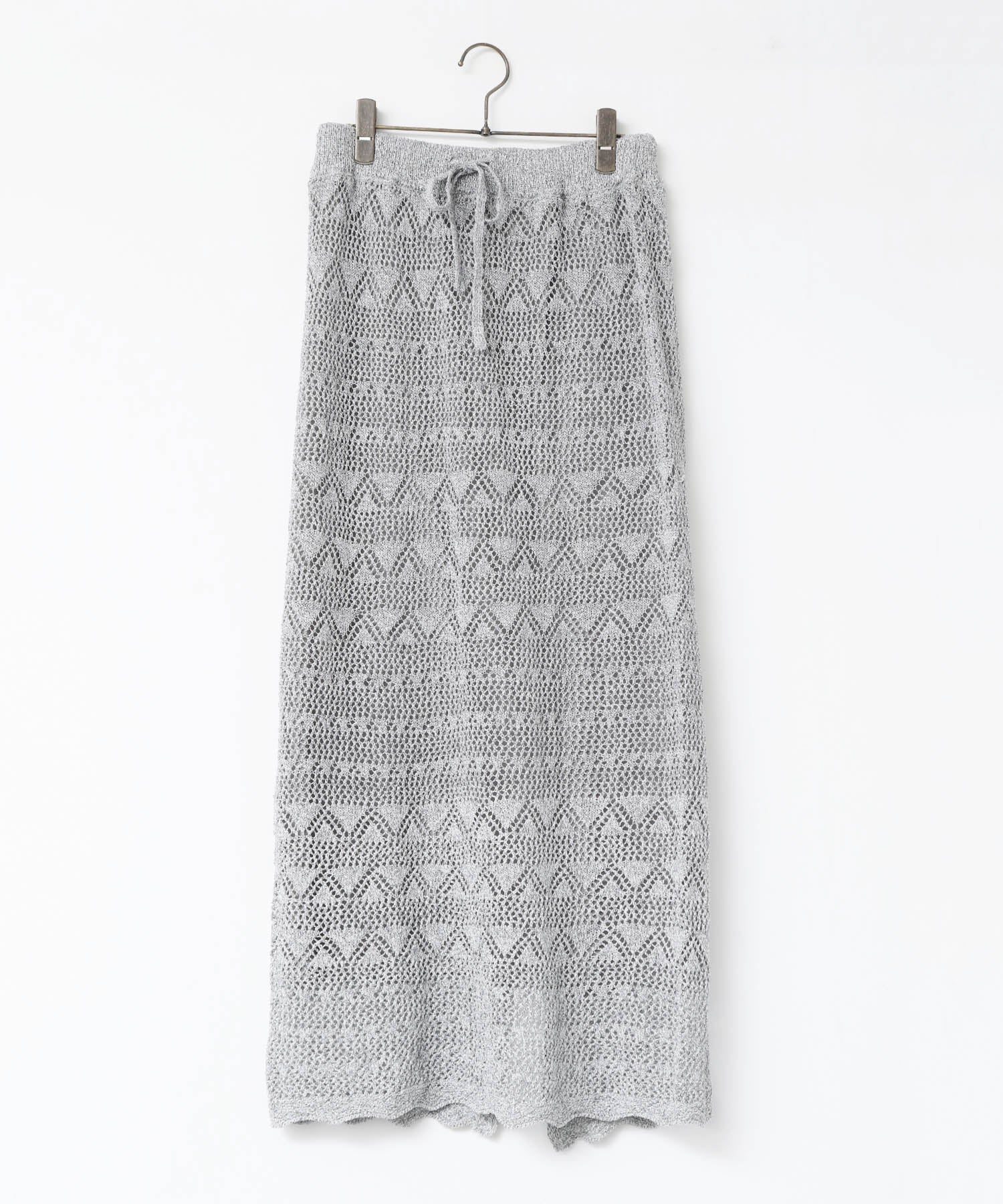ペーパーヤーン 透かし編み ニットナロースカート