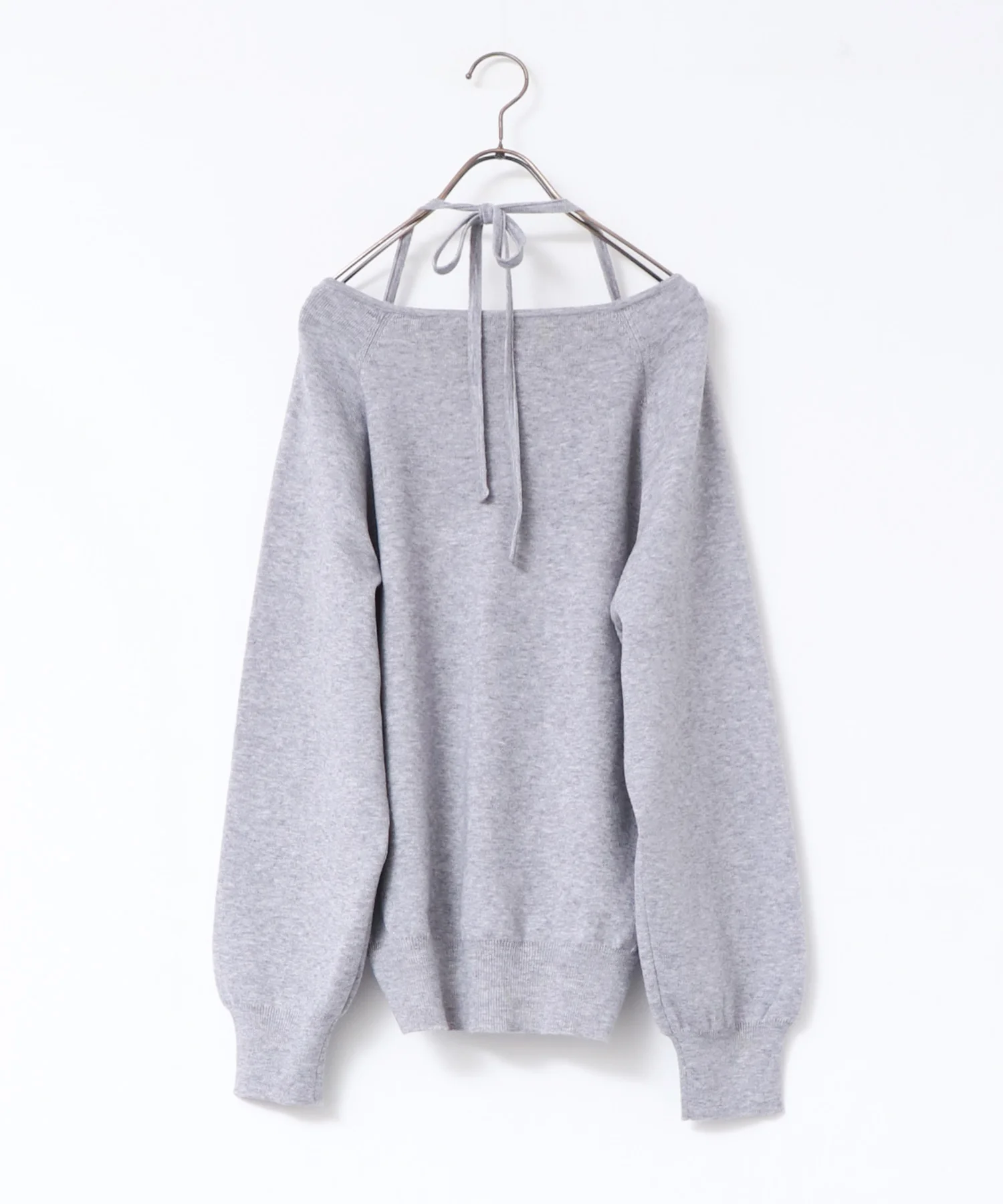 【静電気防止】やわもちヤーンホルターネックスクエアニット